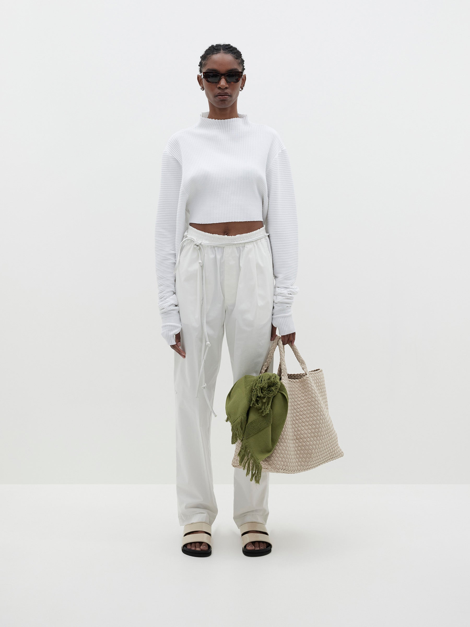 cropped voluminous rib top