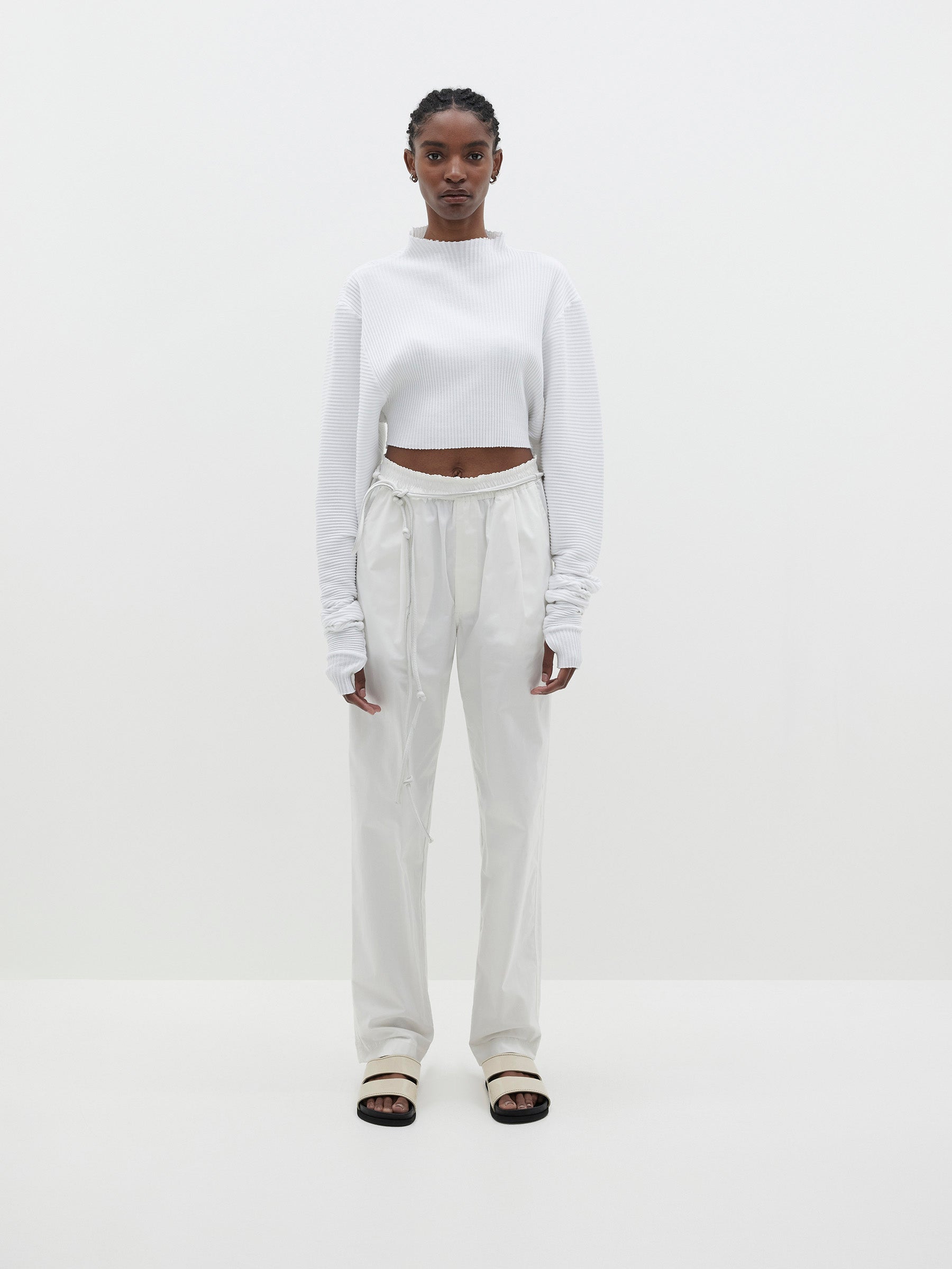 cropped voluminous rib top