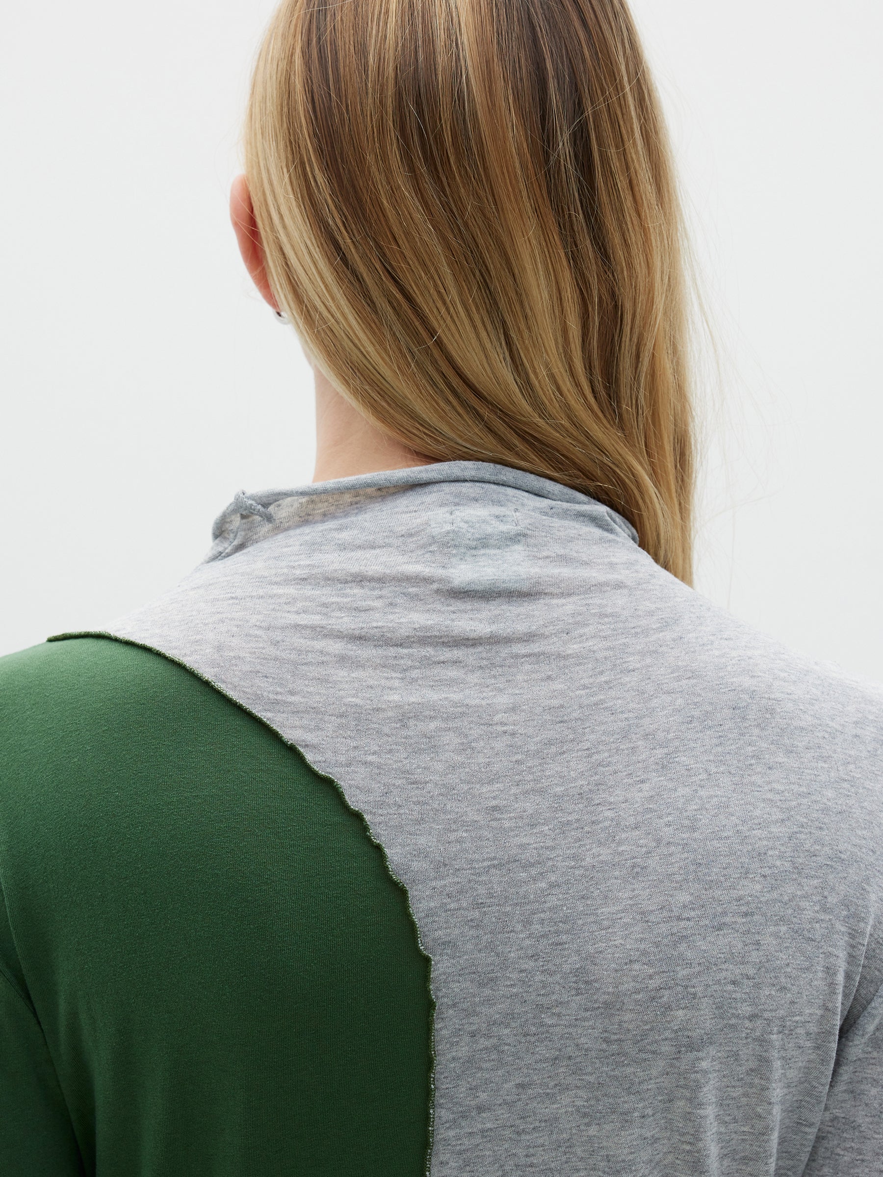 contrast raised neck long sleeve t.shirt