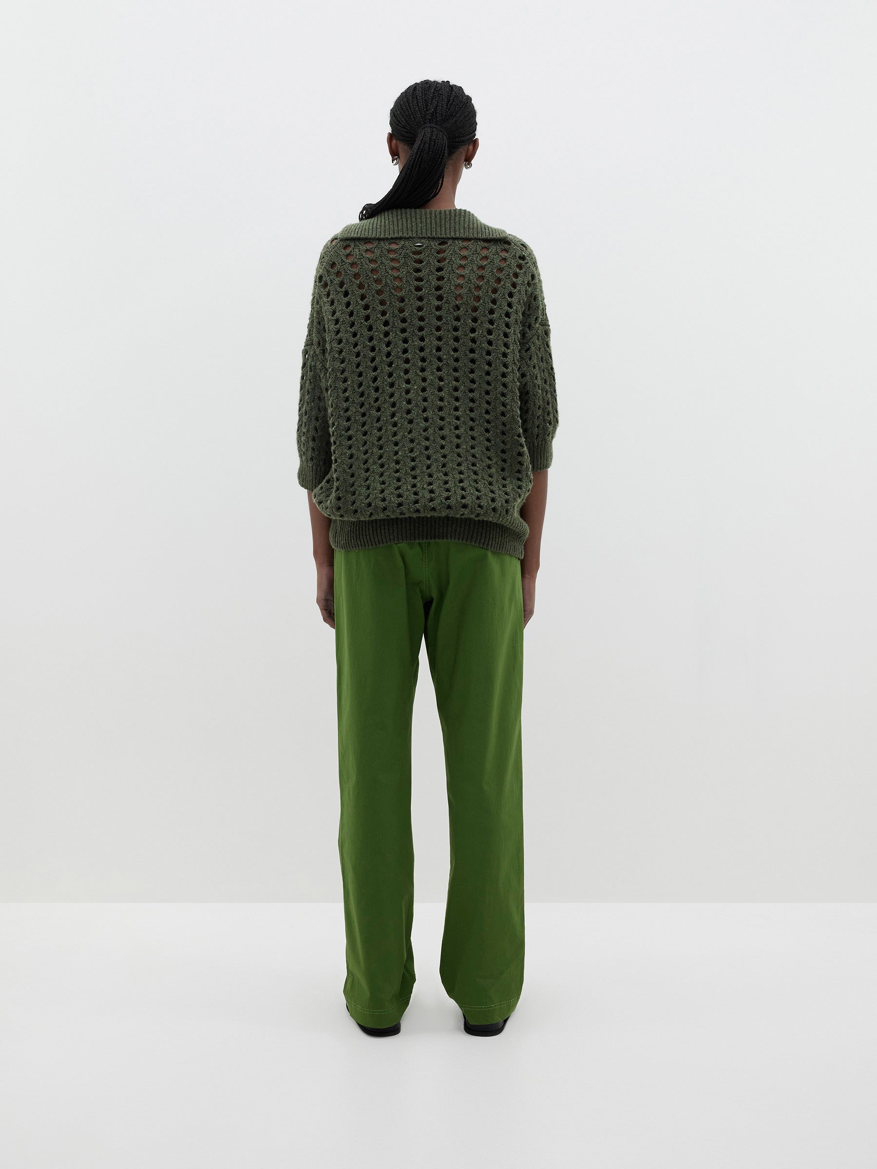 open mesh knit polo