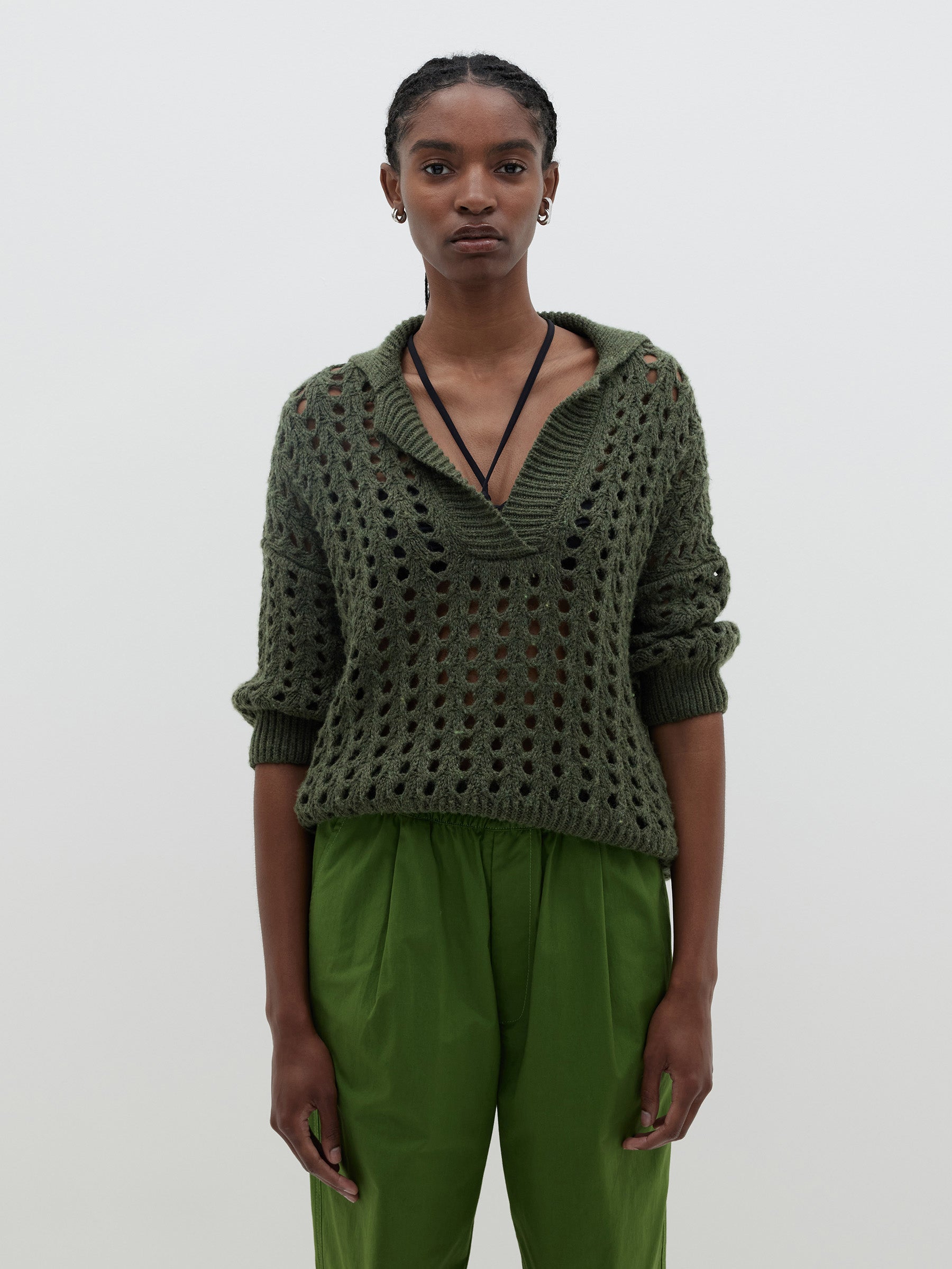 open mesh knit polo