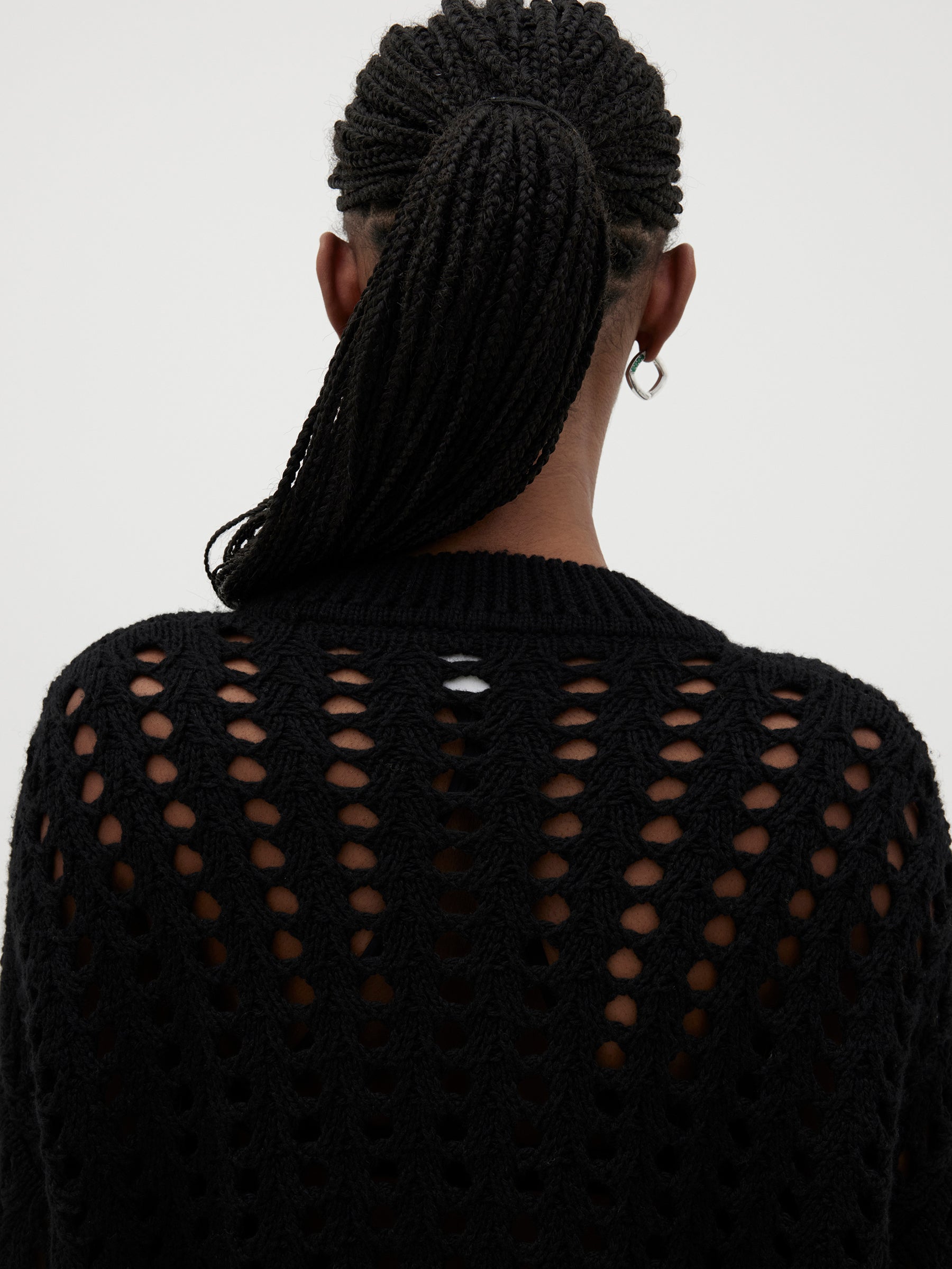 open mesh knit wool sweat