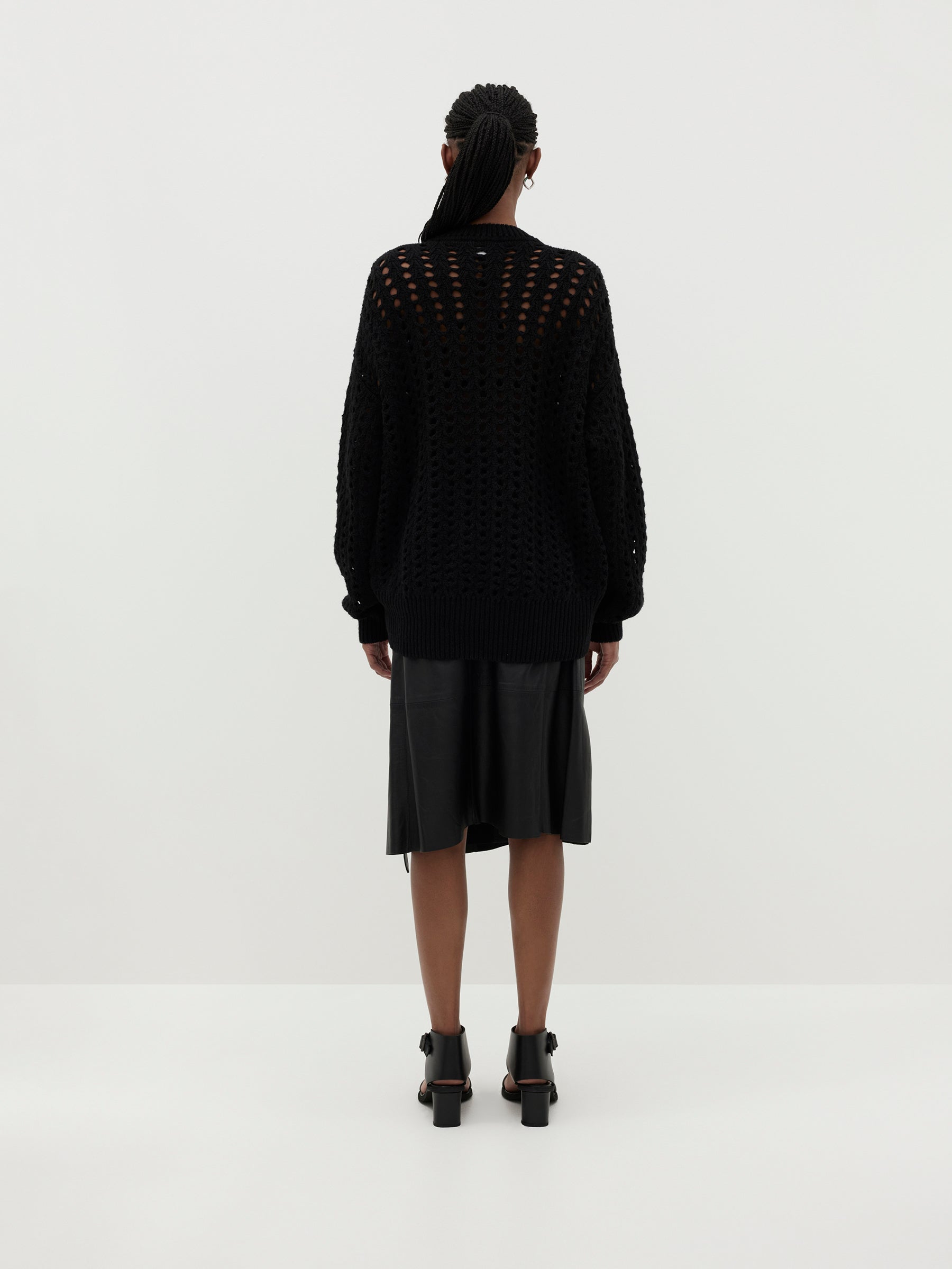 open mesh knit wool sweat