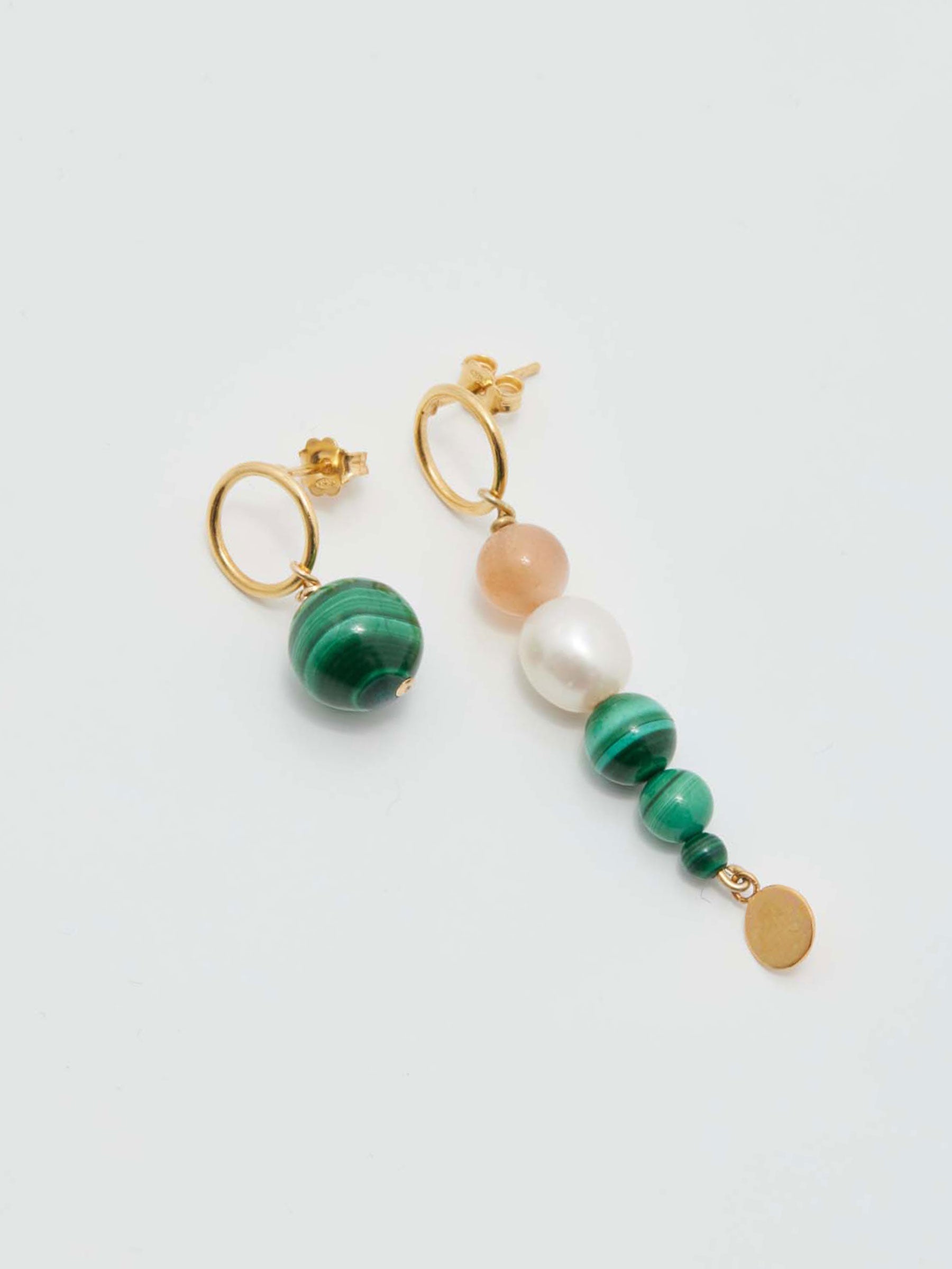 pigna asymmetric malachite earrings