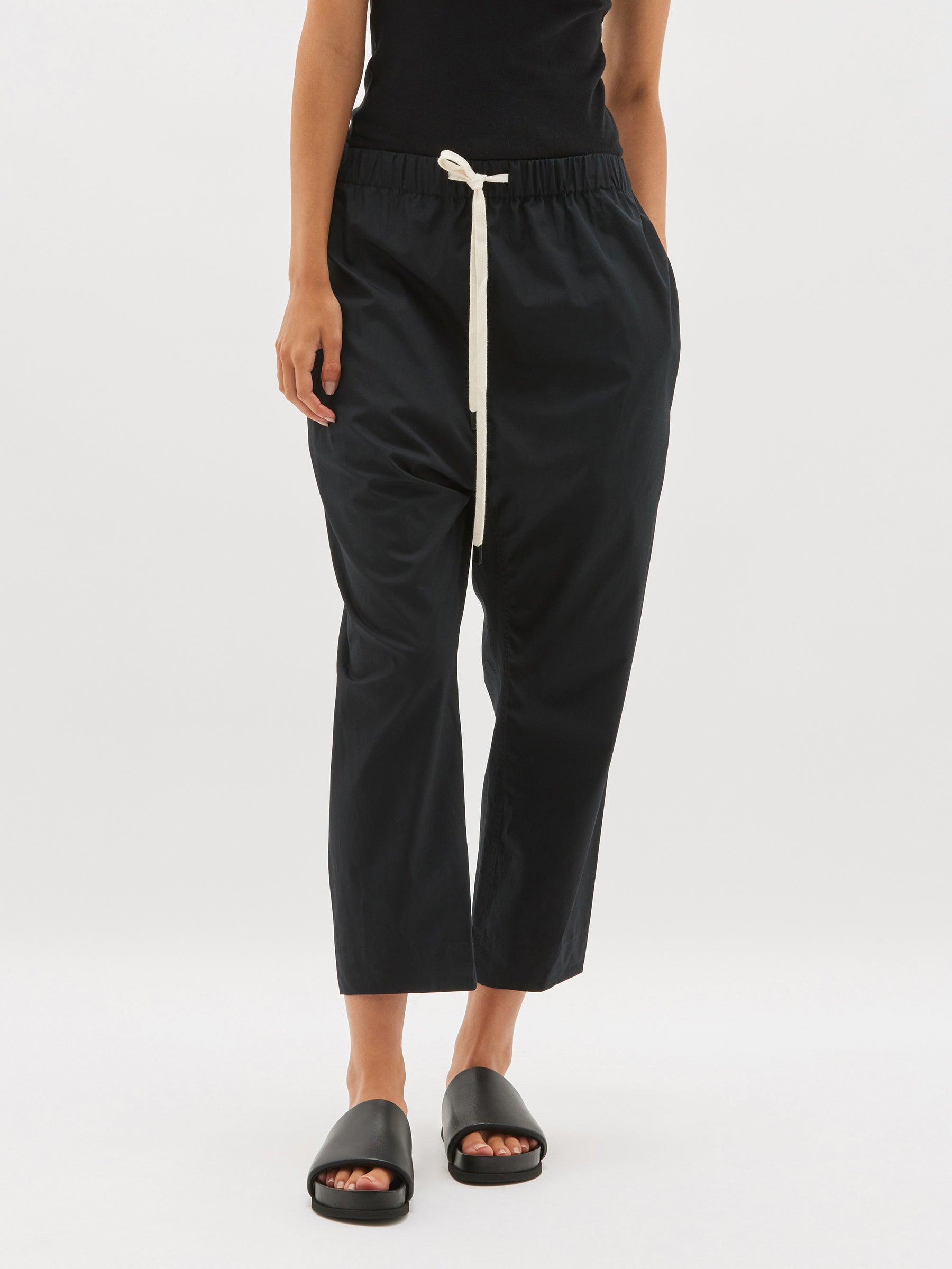 cotton poplin long rise pant
