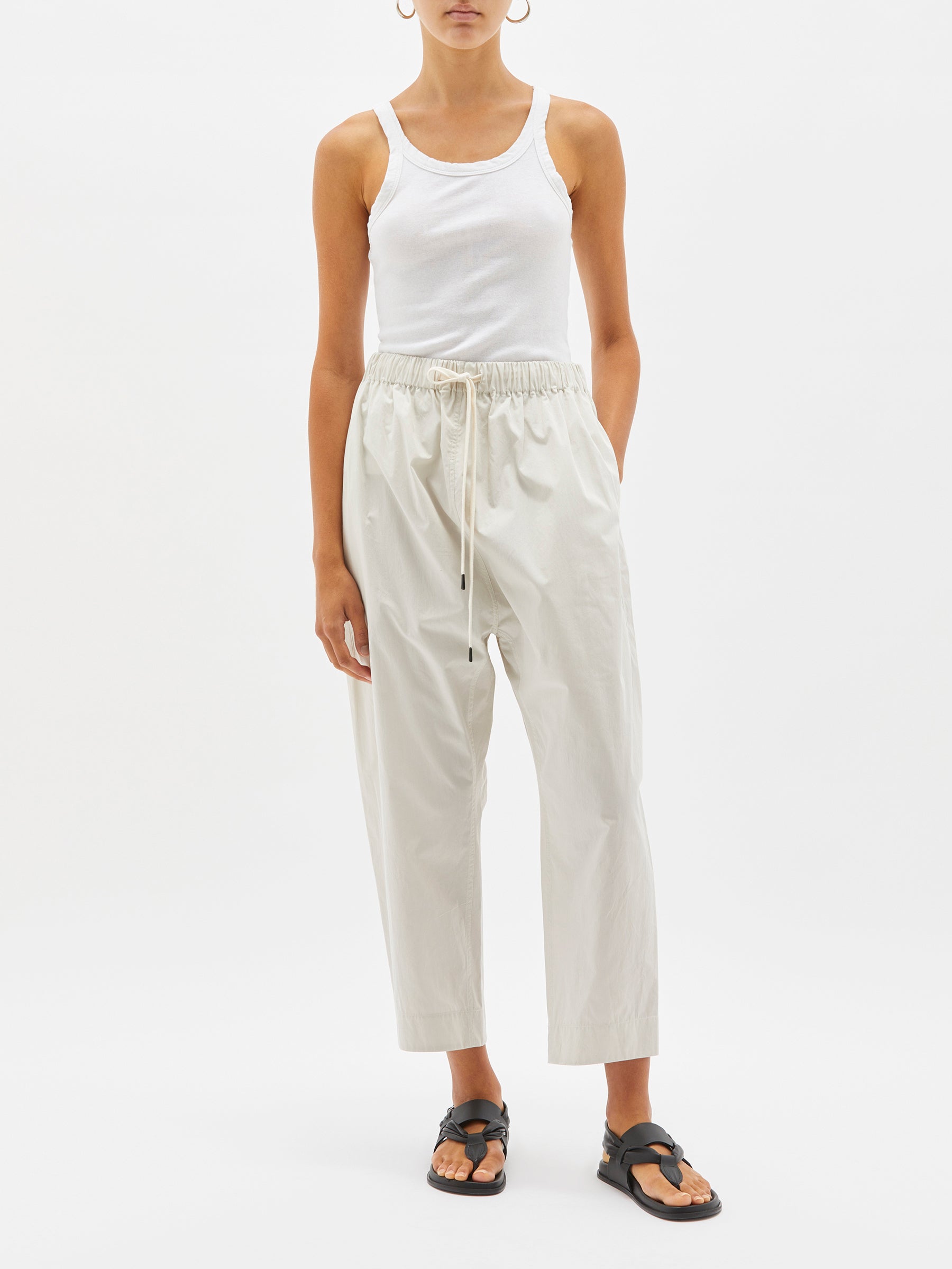 cotton poplin long rise pant