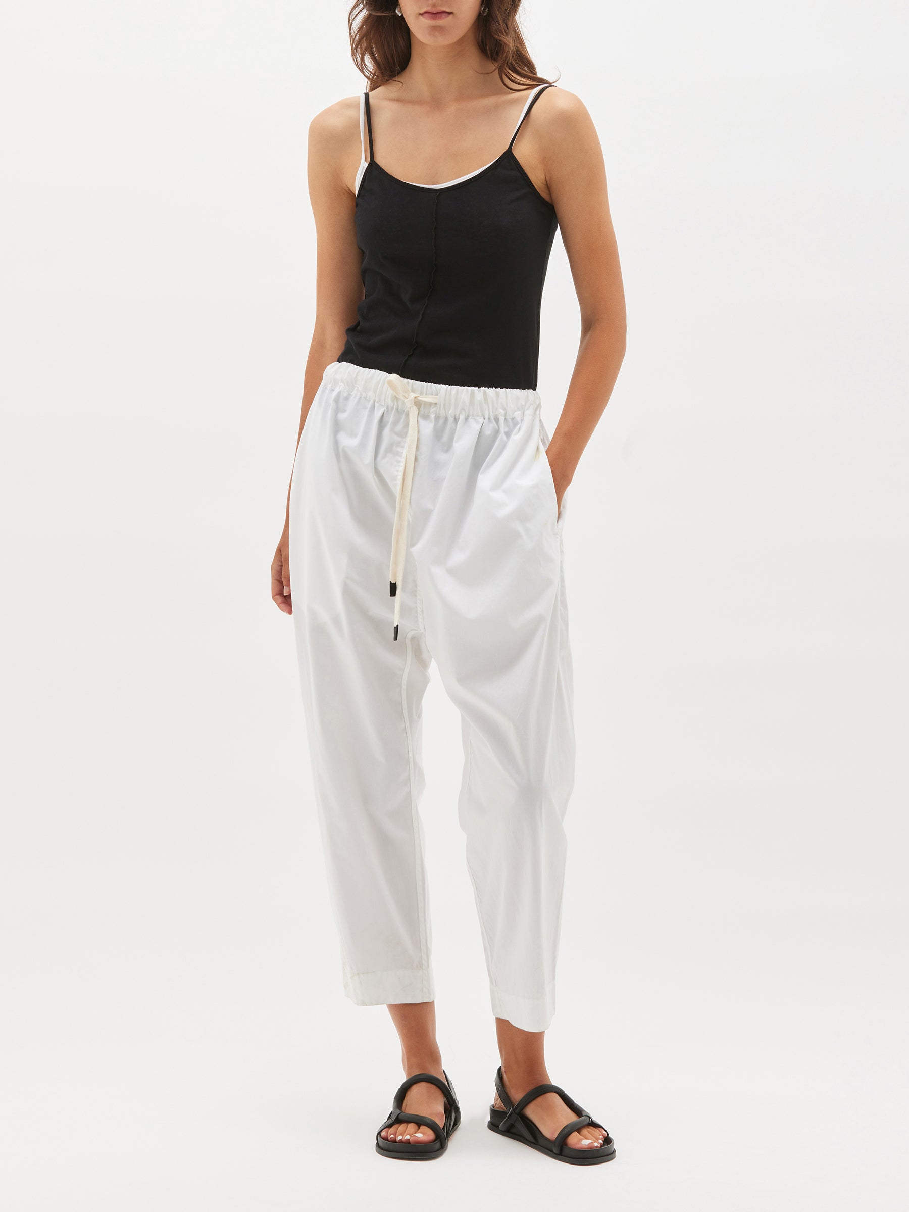cotton poplin long rise pant