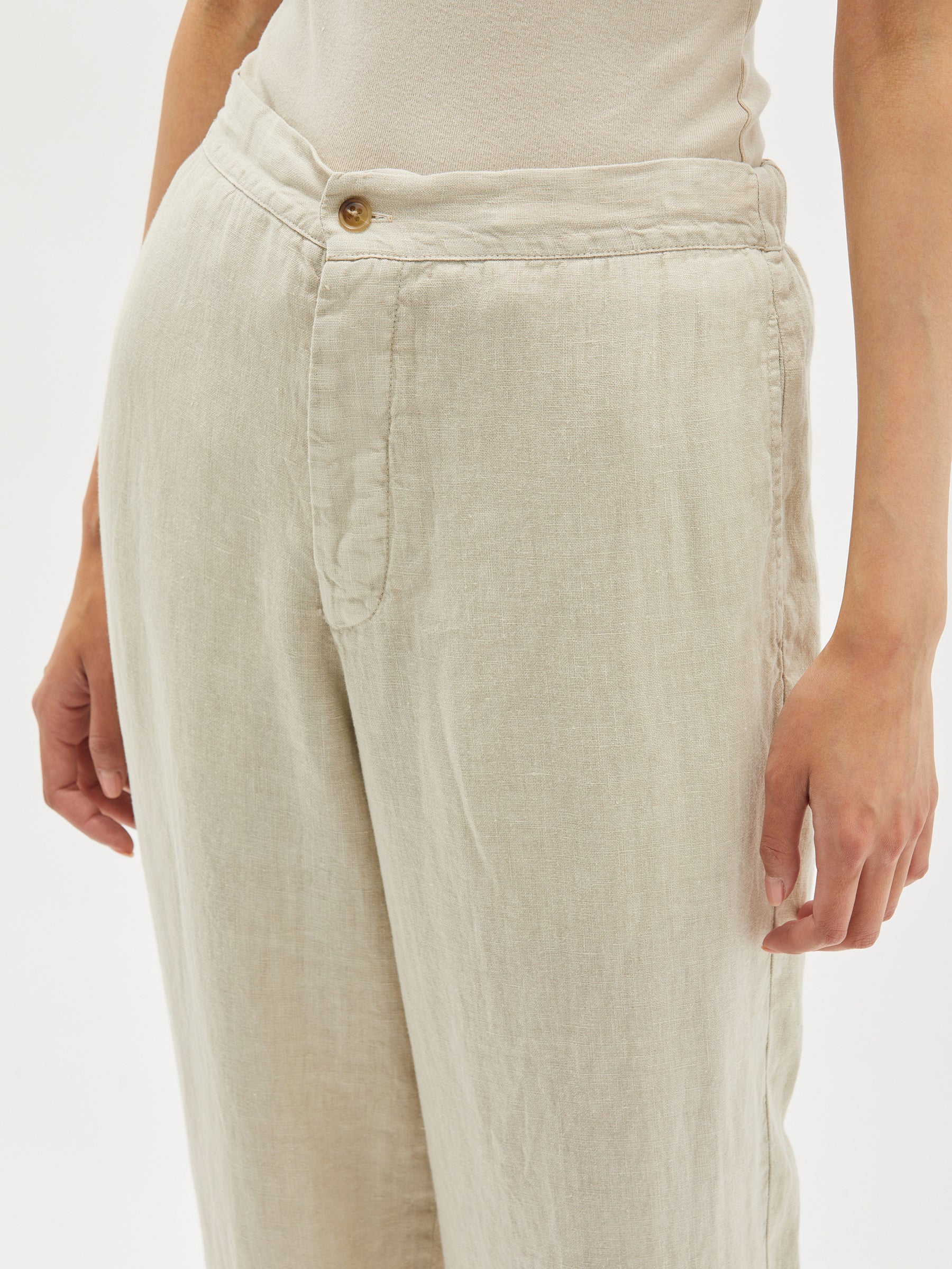 washed linen wide leg pant