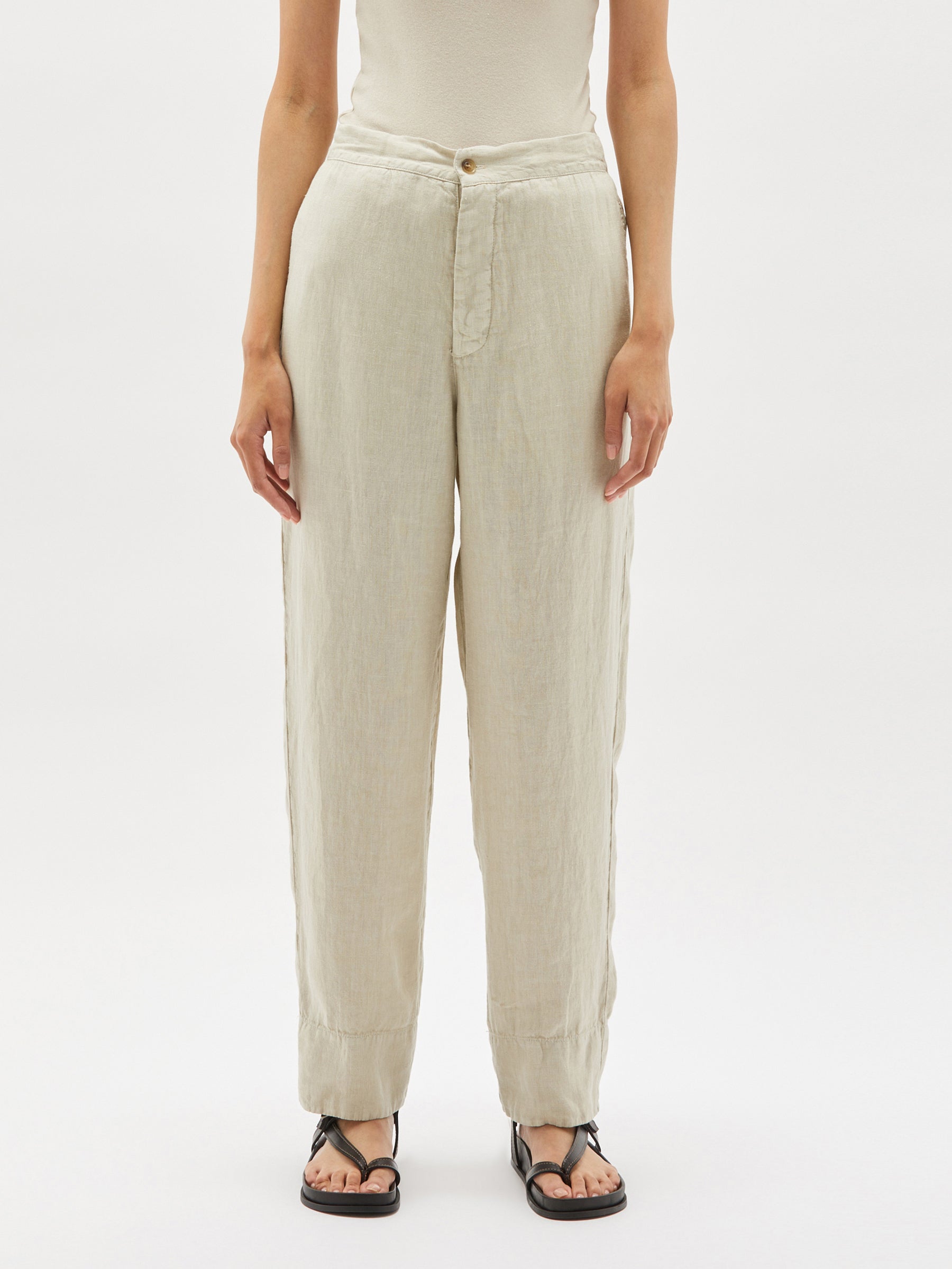 washed linen wide leg pant