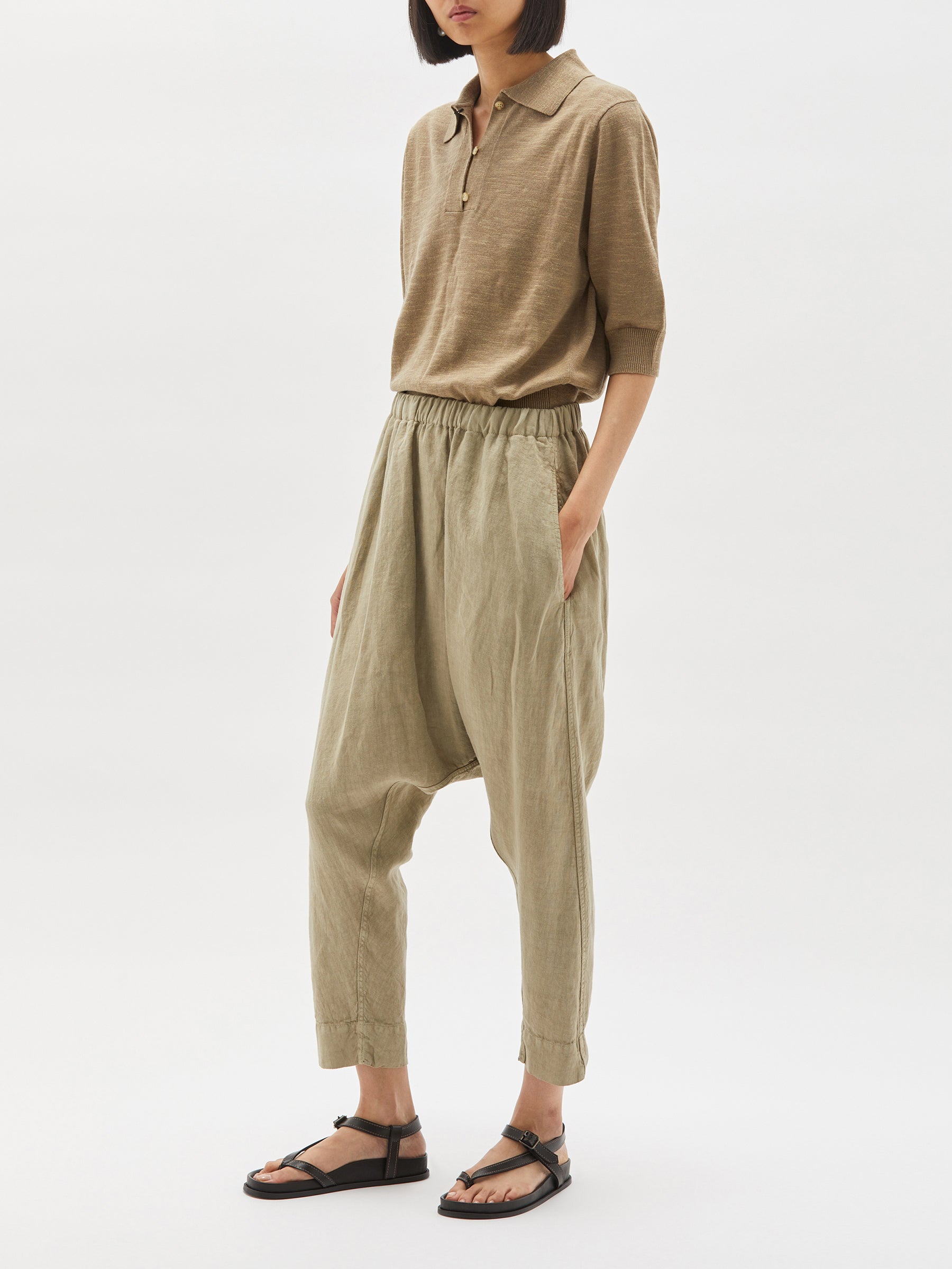 linen slouch drawstring pant