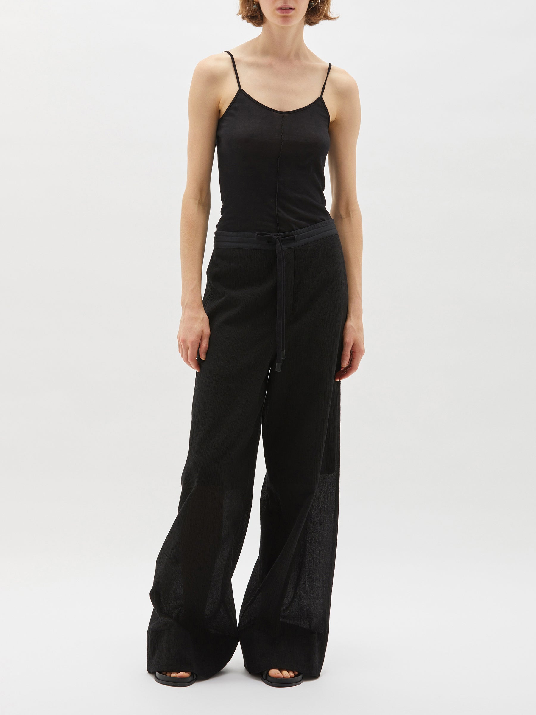 cotton gauze wide leg pant