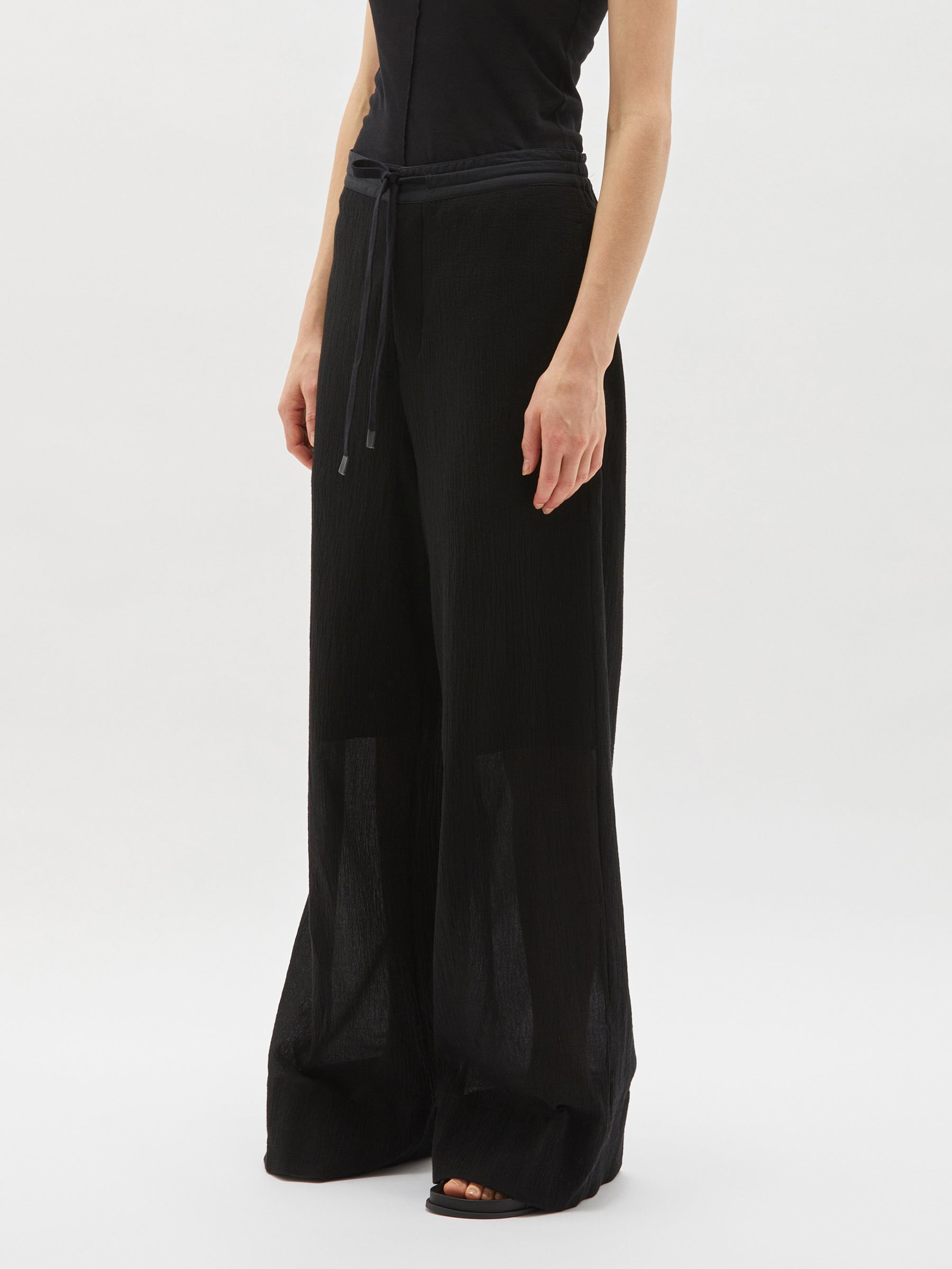 cotton gauze wide leg pant