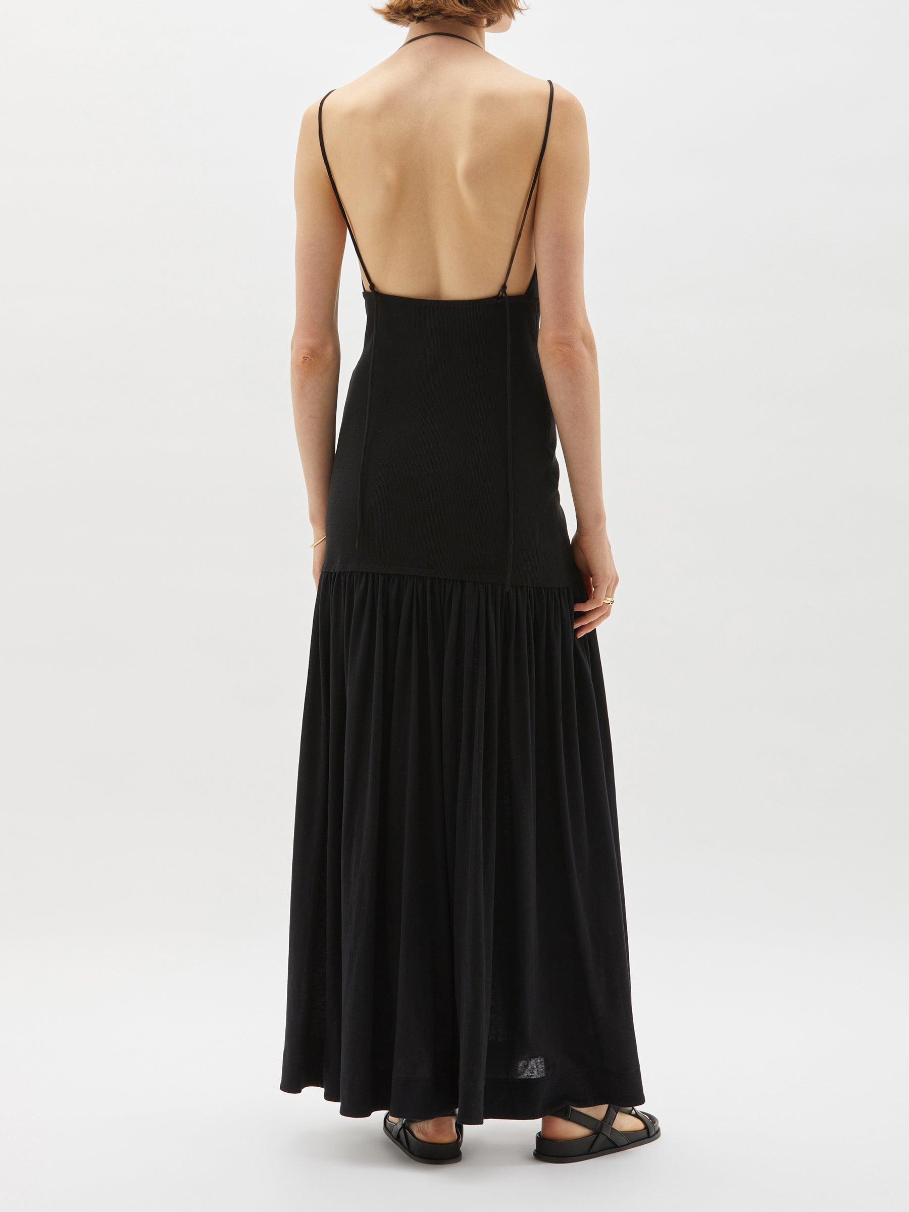 cross back rib insert dress