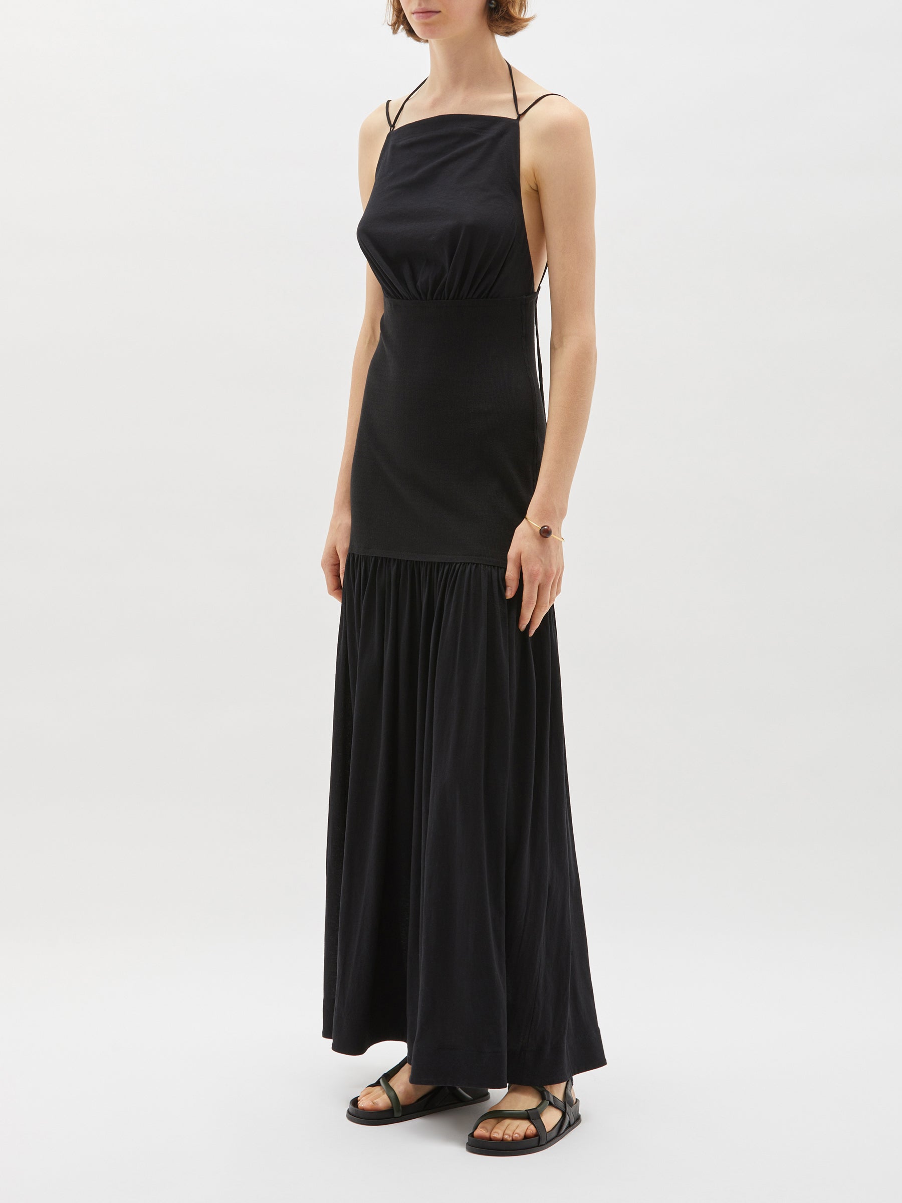 cross back rib insert dress