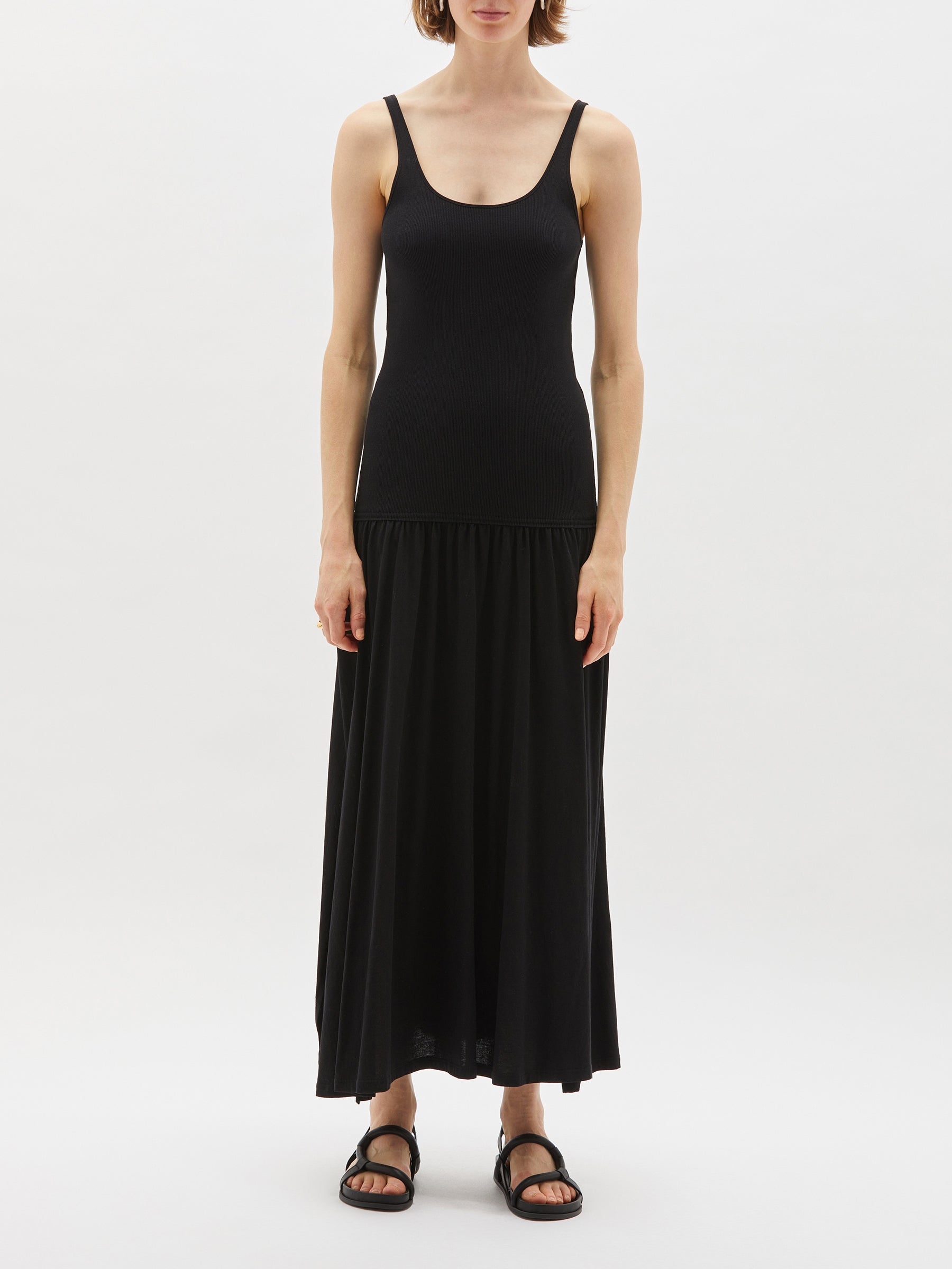 scoop rib contrast tank dress