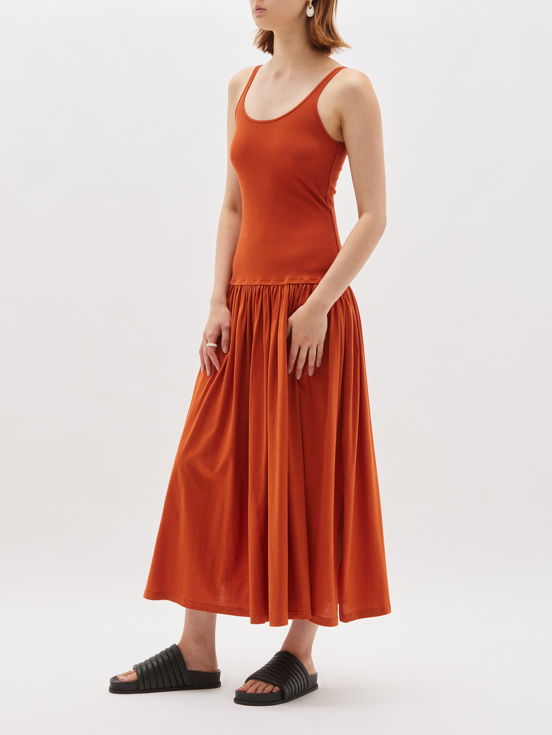 scoop rib contrast tank dress