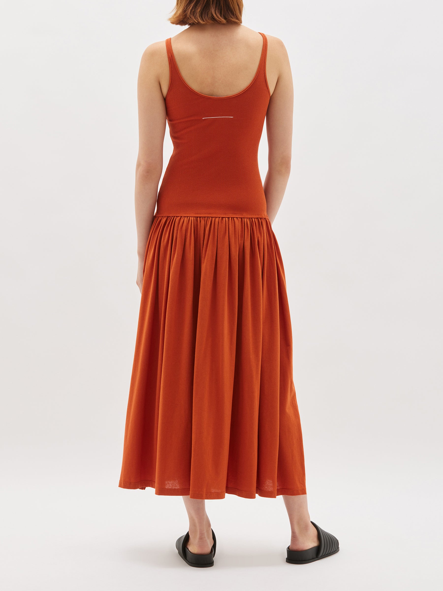 scoop rib contrast tank dress