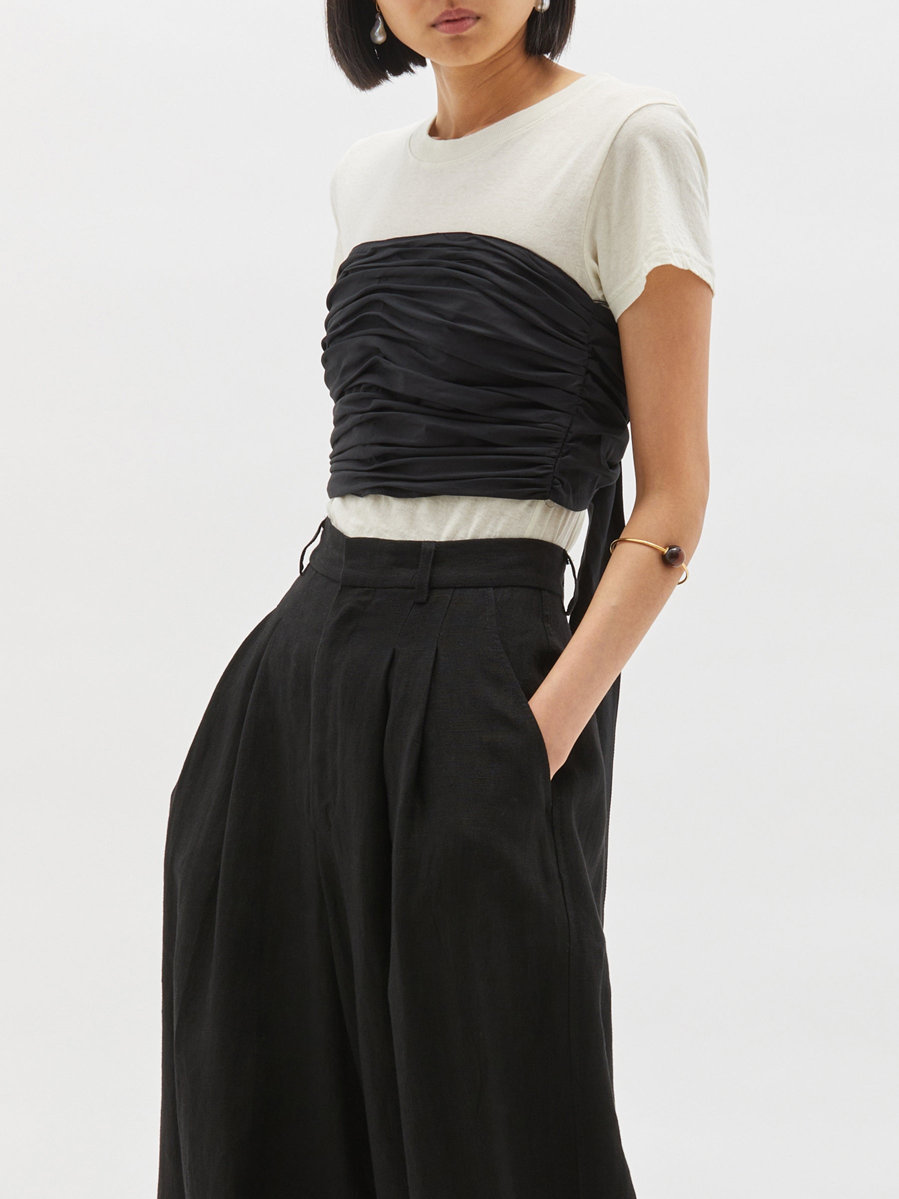 gathered tie back top