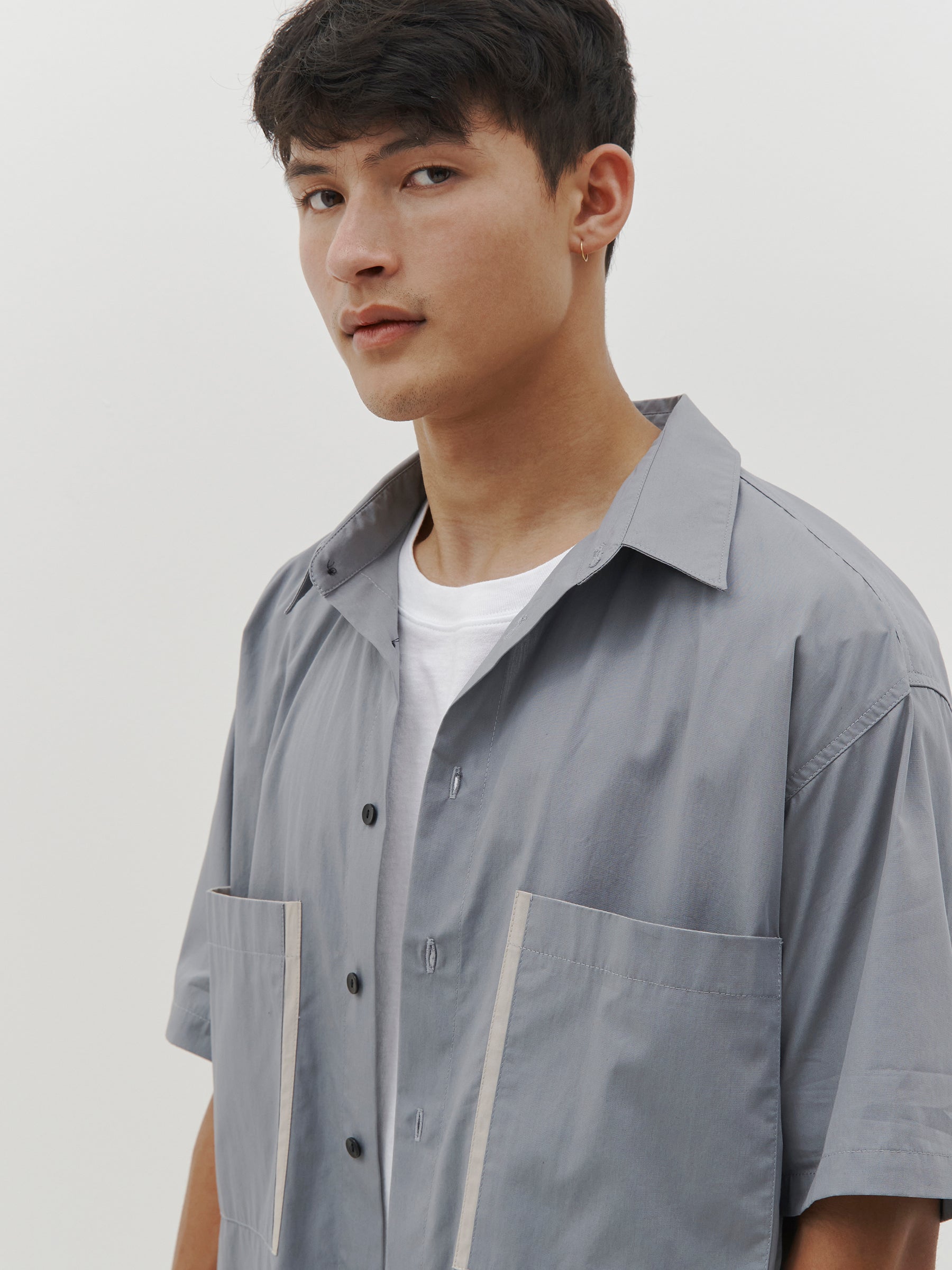 contrast pocket poplin shirt