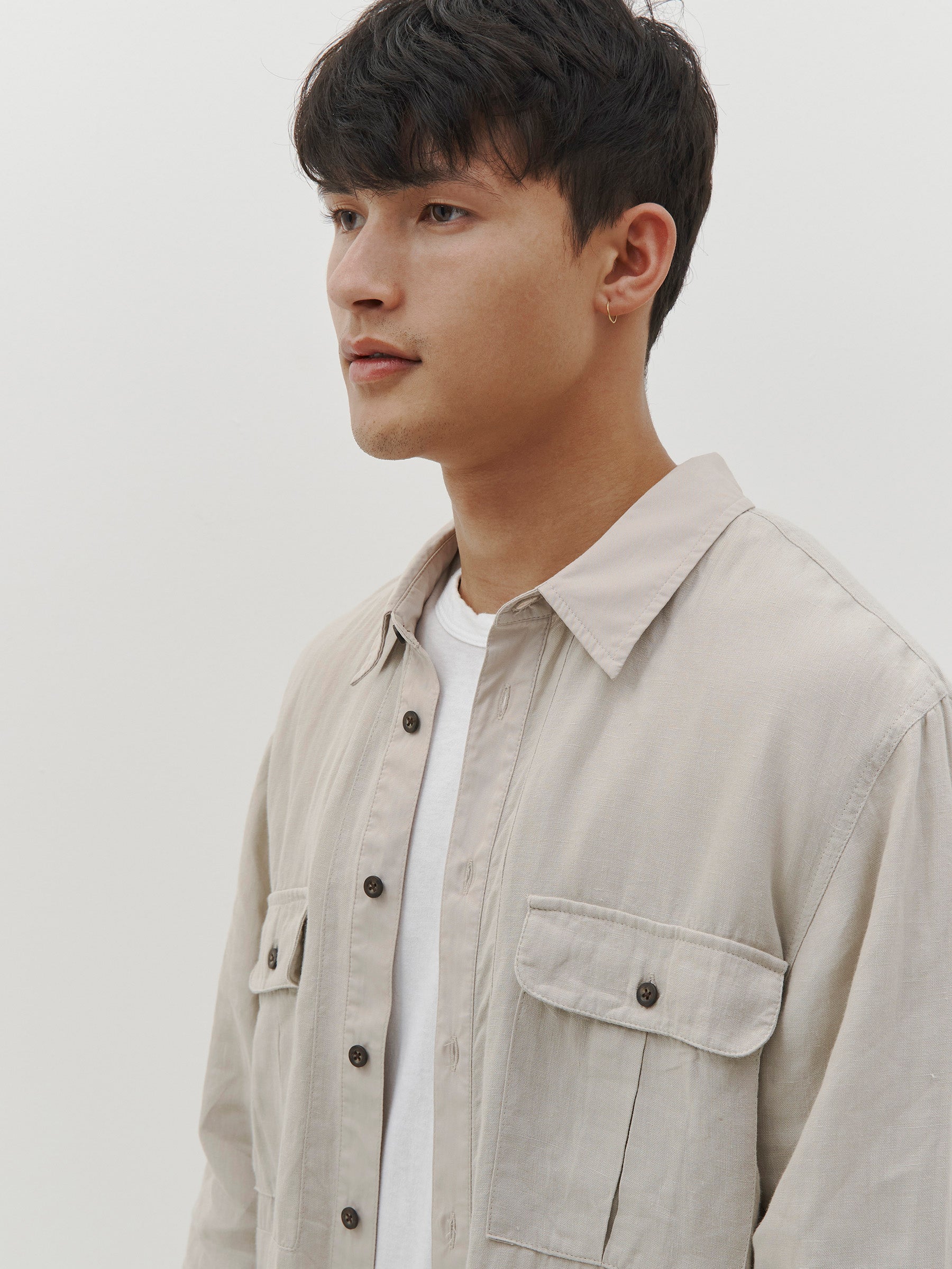 linen military pocket shirt