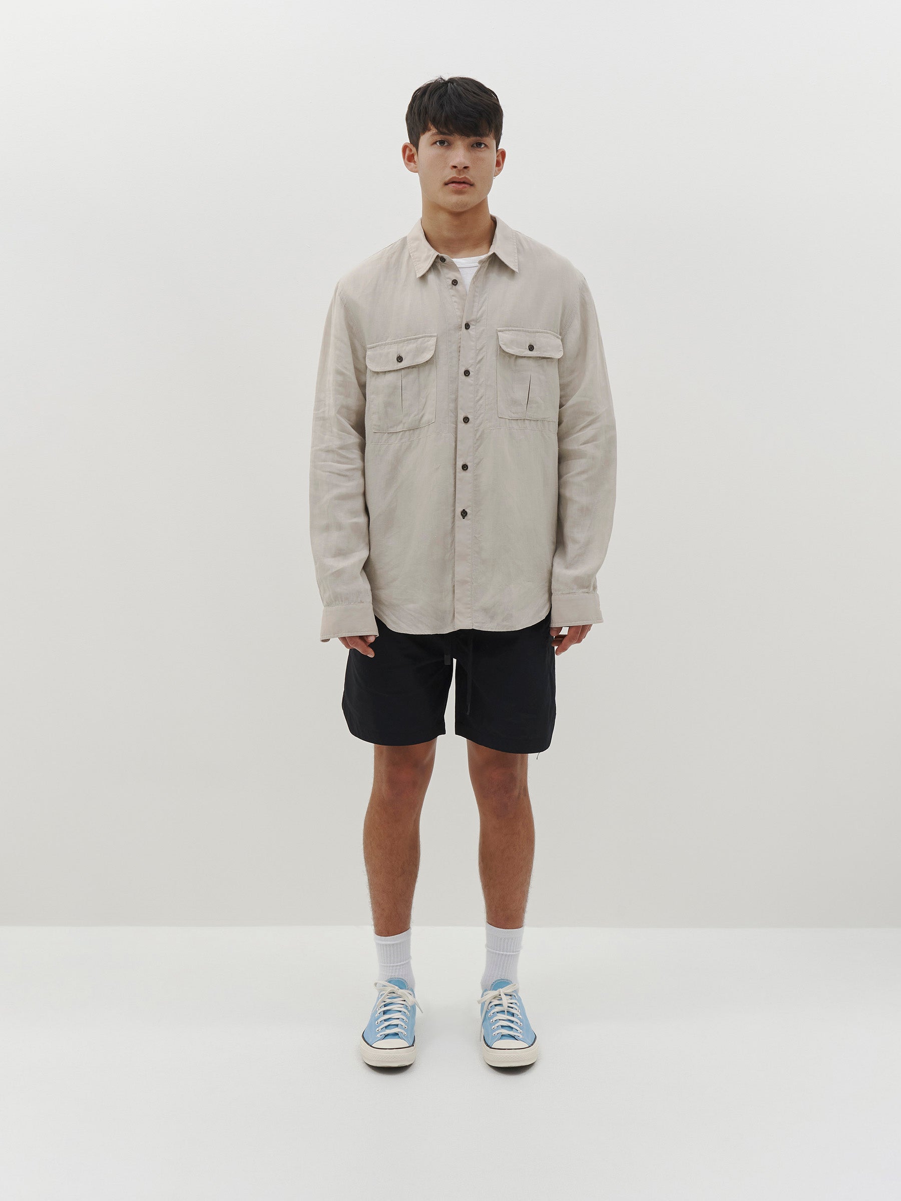 linen military pocket shirt