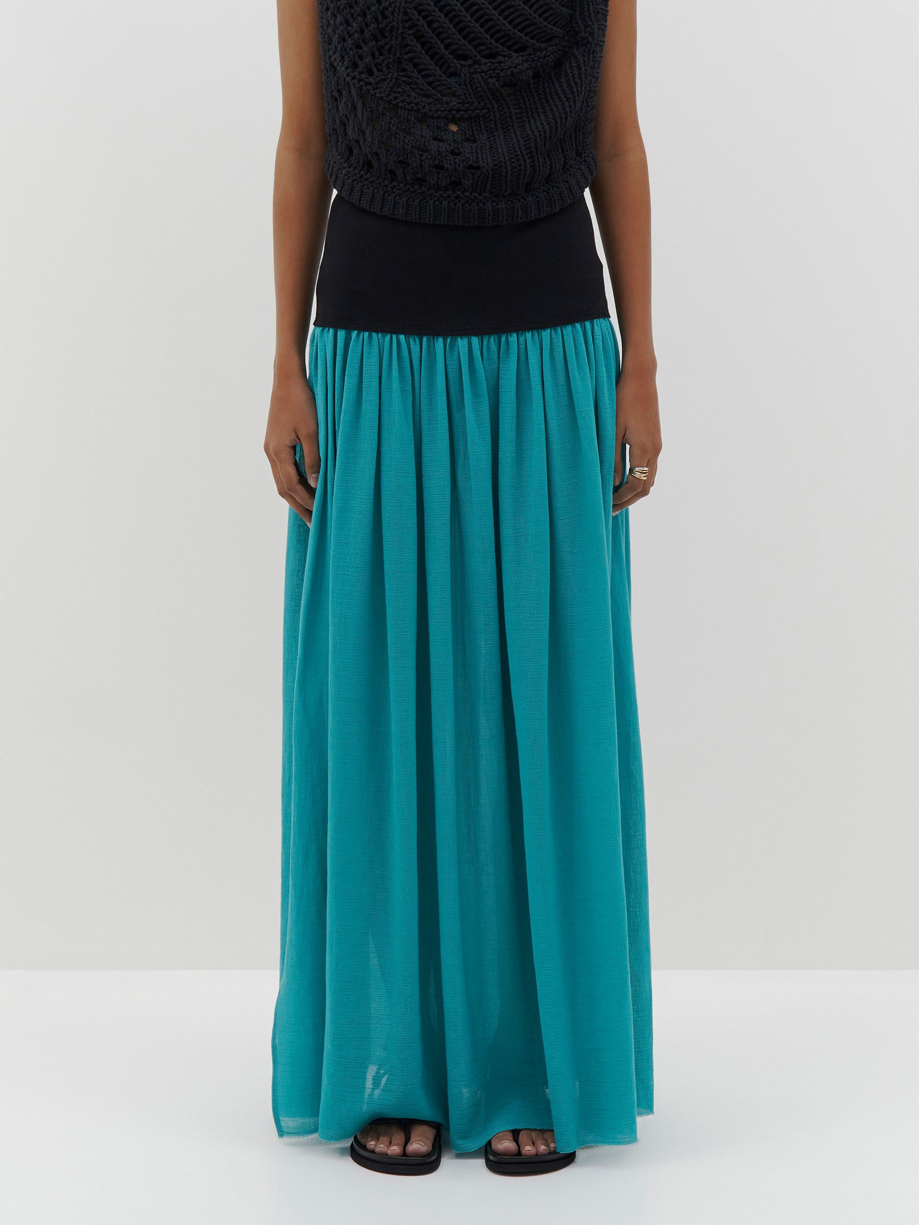 rib contrast gauze skirt