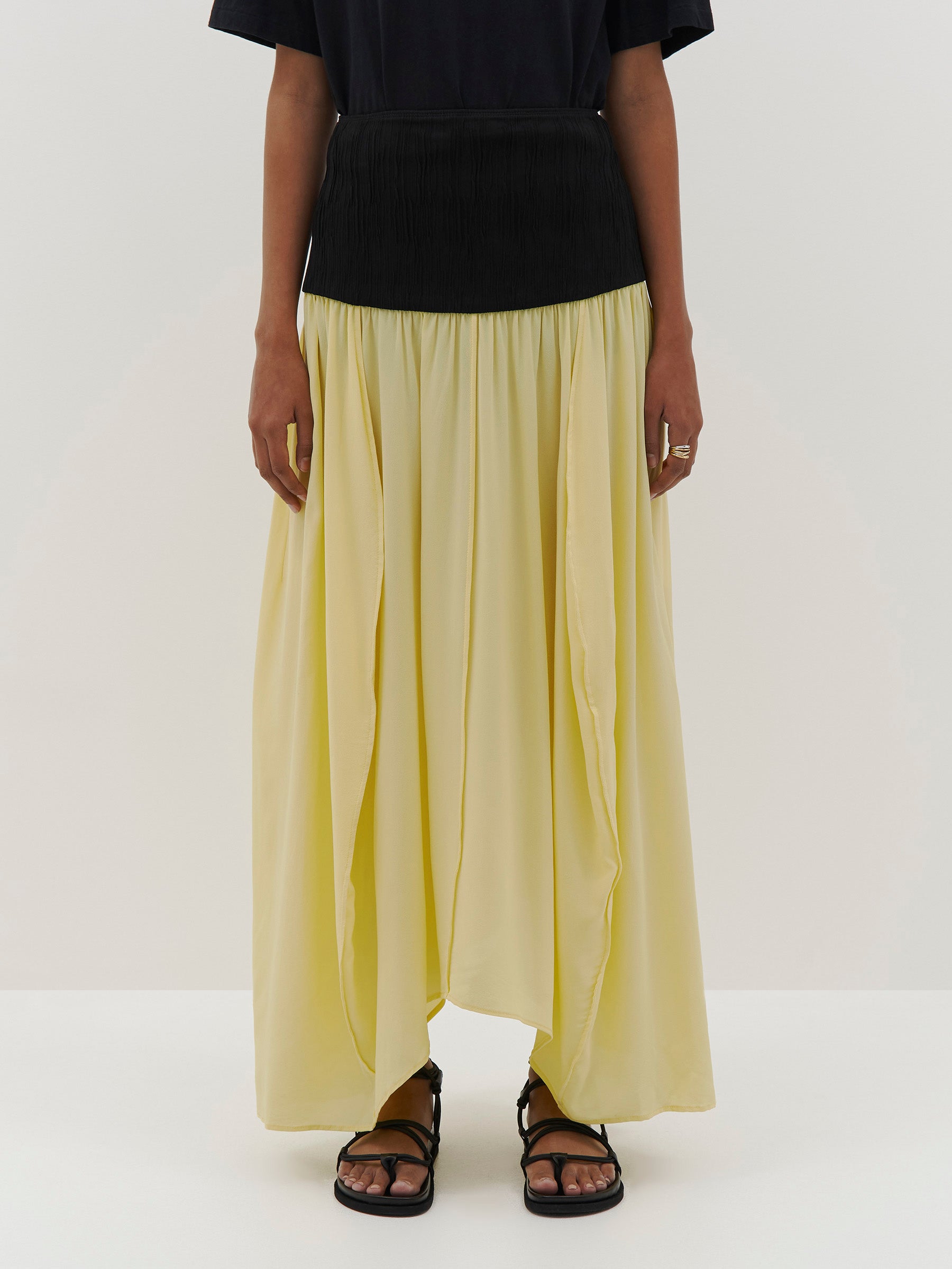 rounded slouch silk skirt