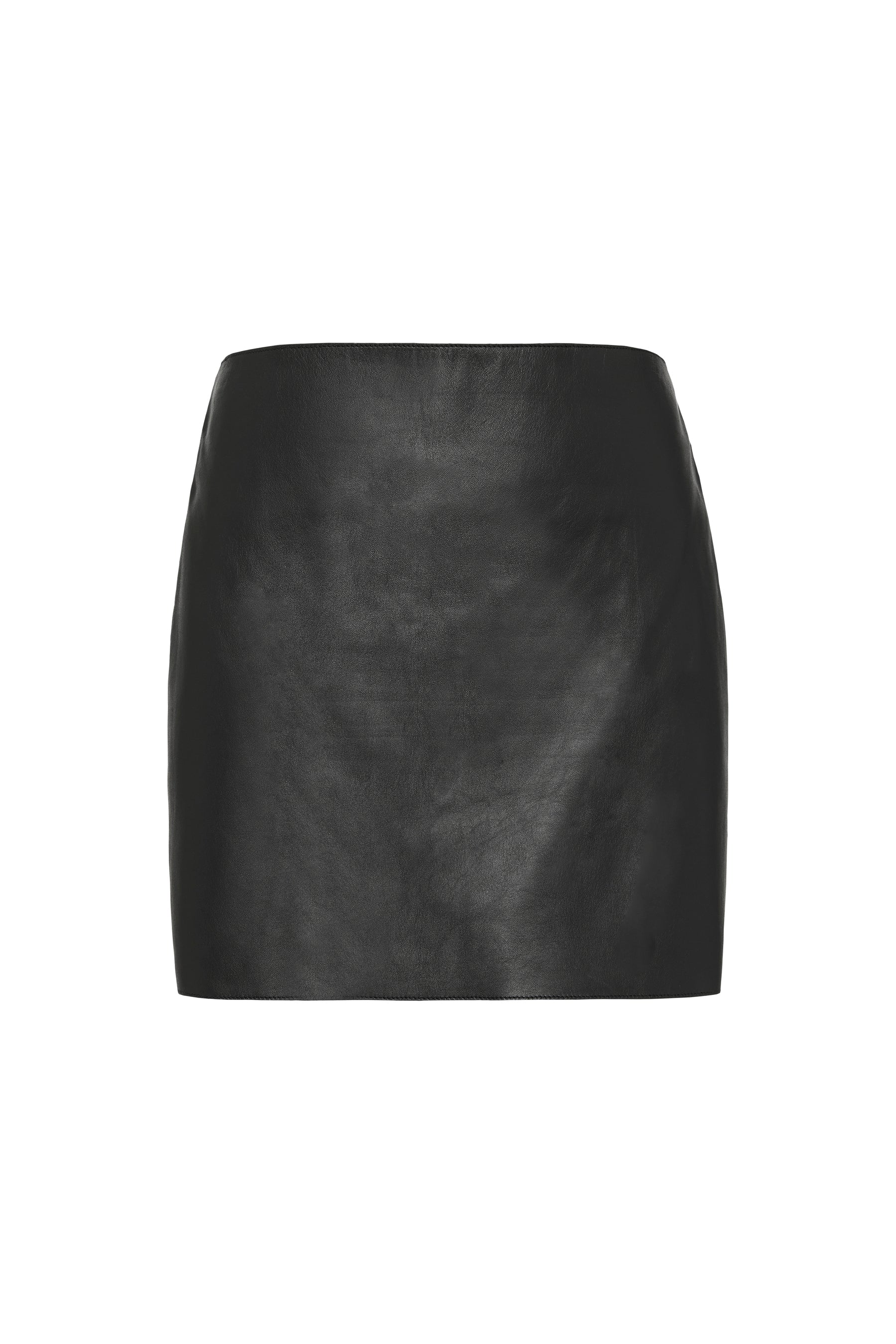raw detail leather mini skirt