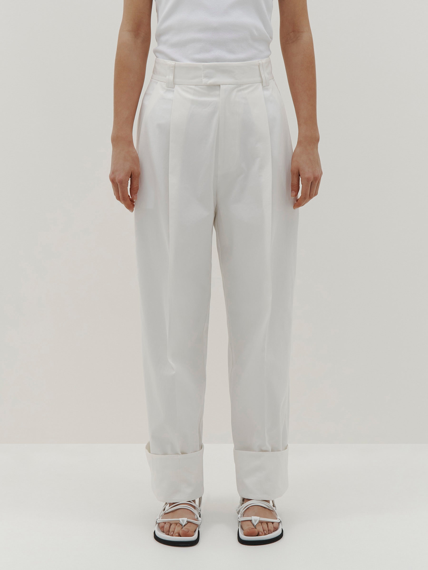 double cotton pleated pant