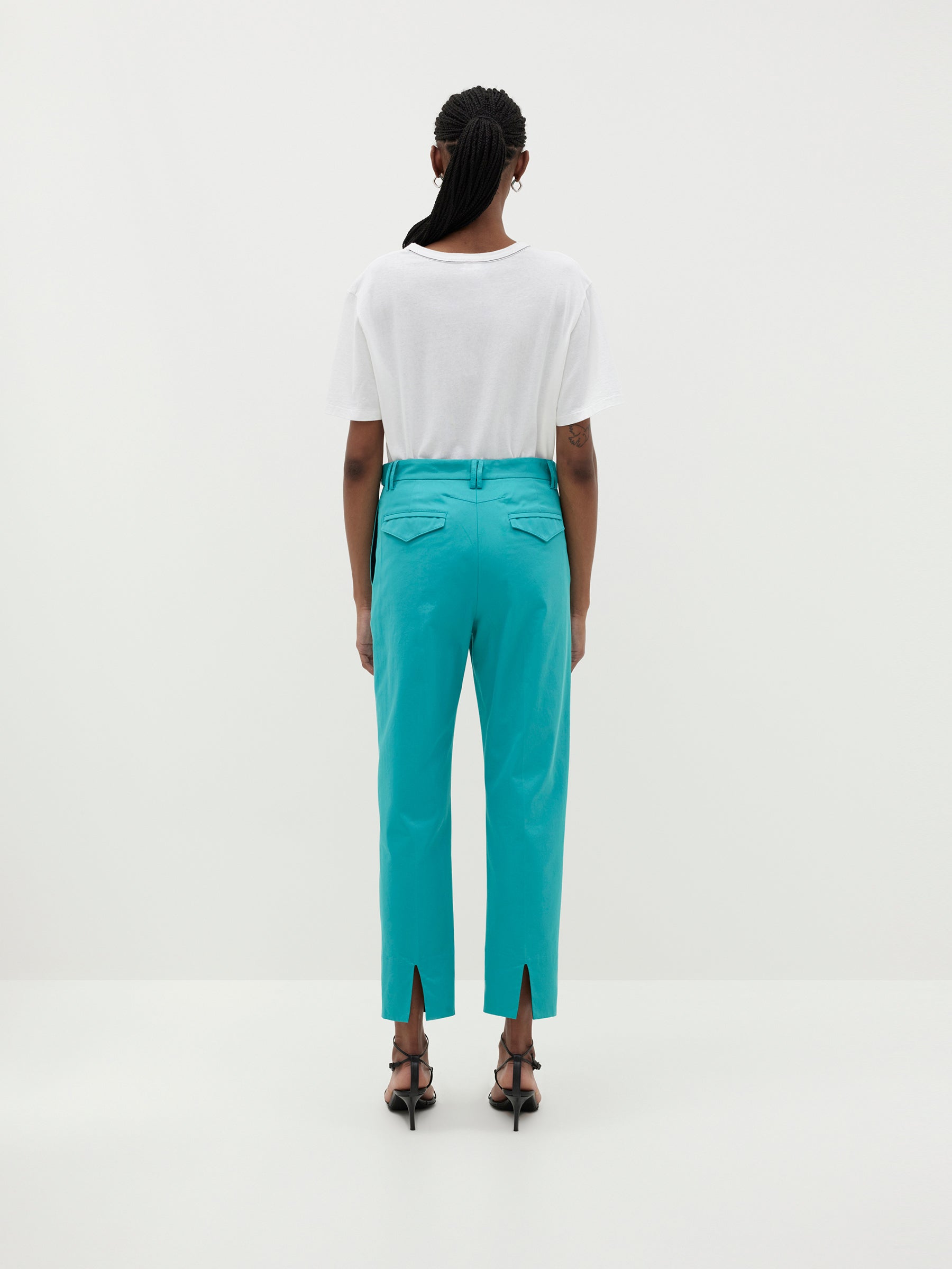 double cotton split back pant