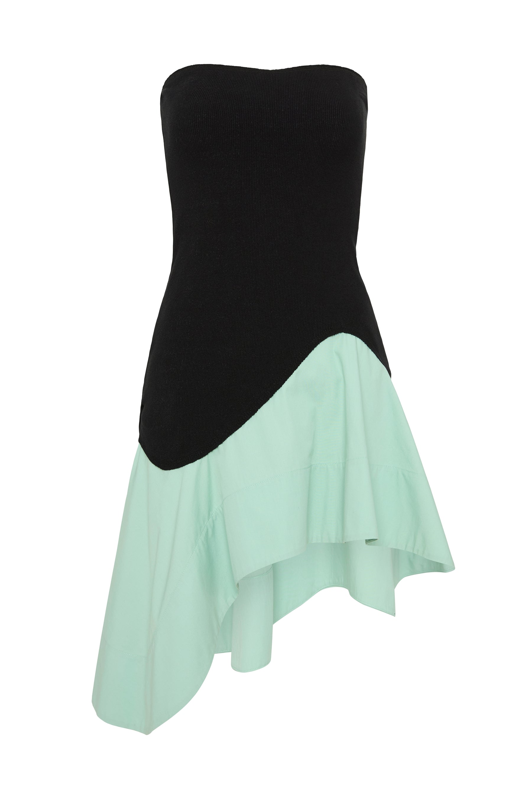 rib contrast strapless dress