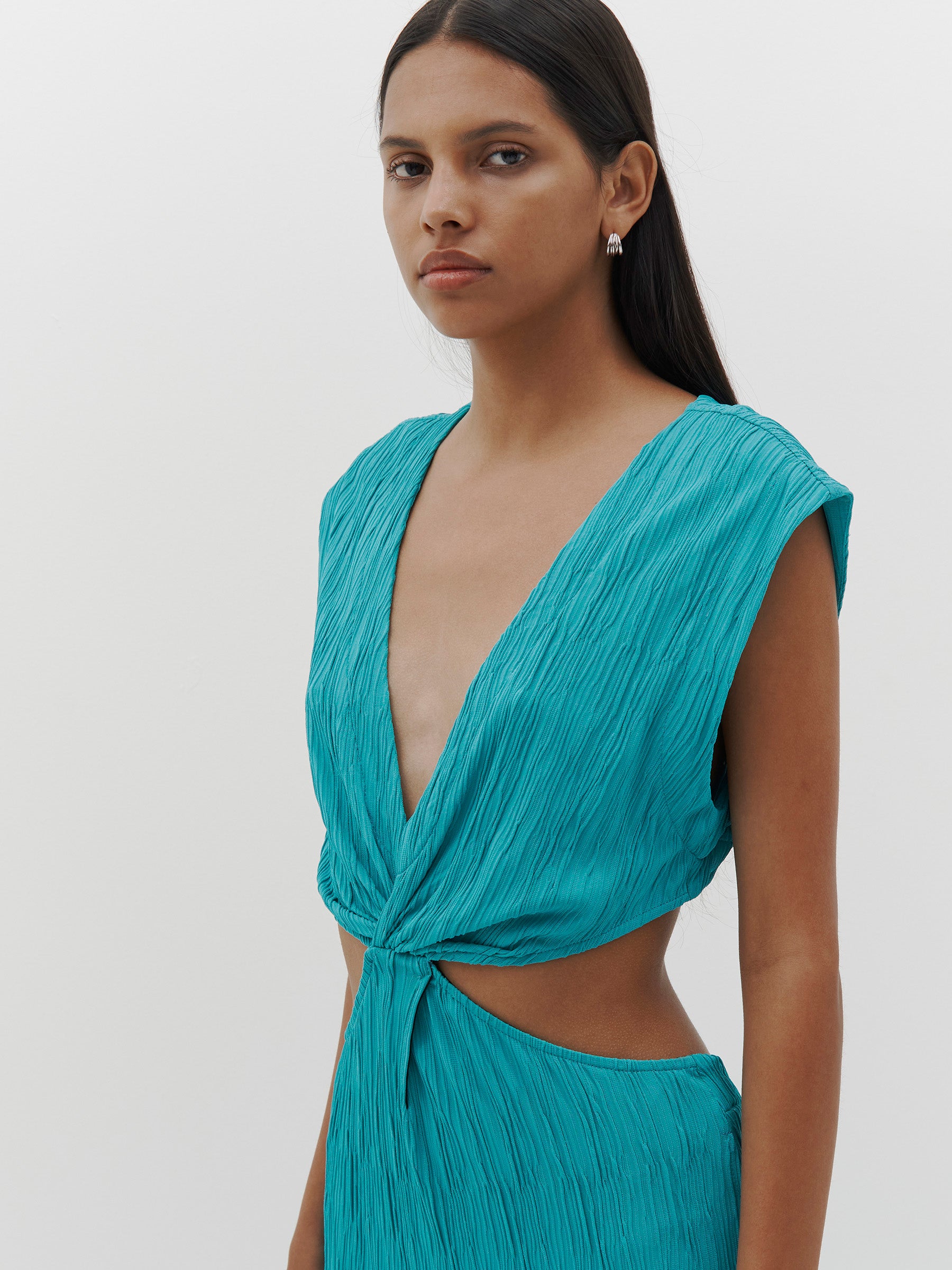 textured jersey knotted dress