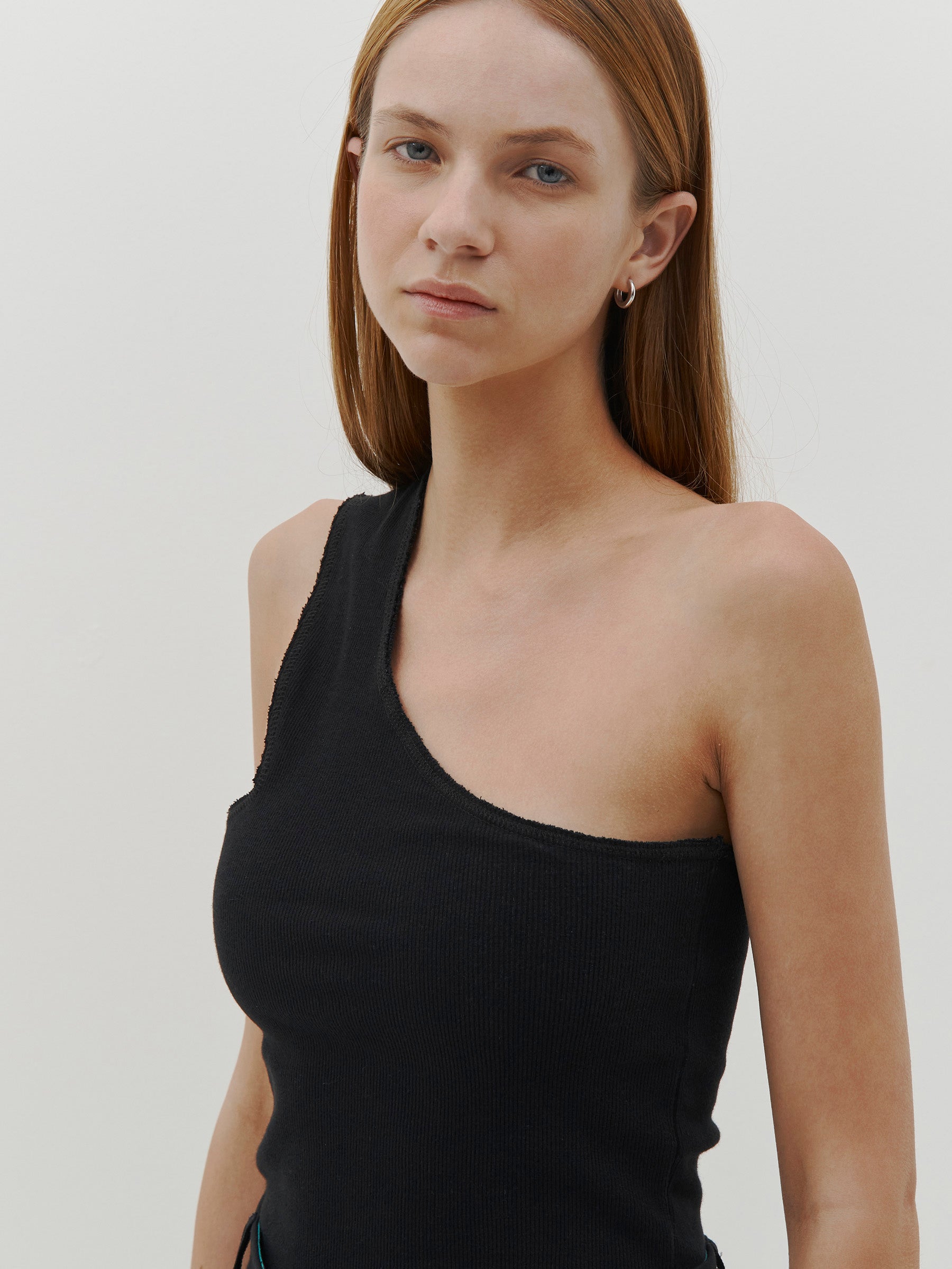 slim rib one shoulder tank