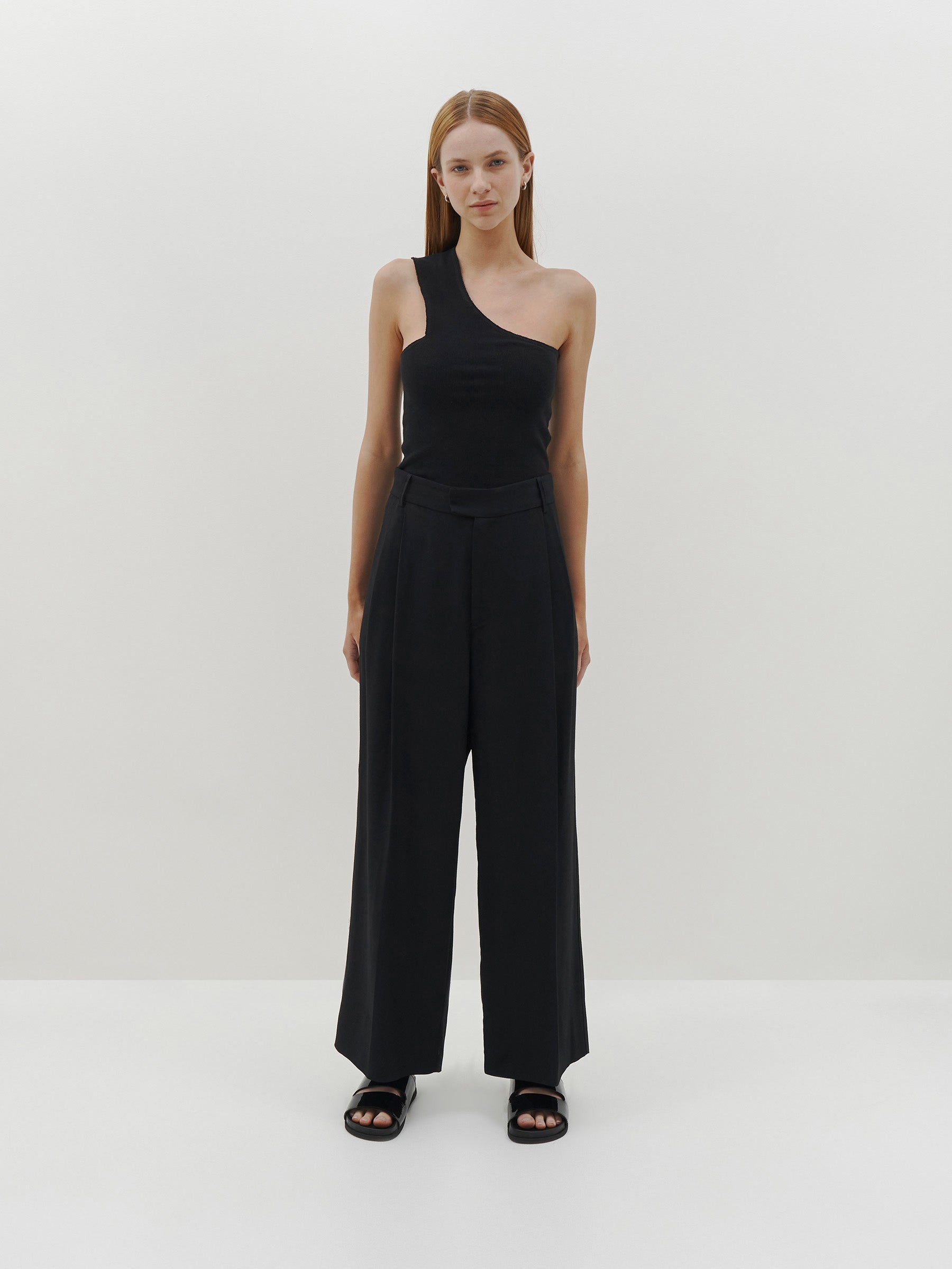 slim rib one shoulder tank