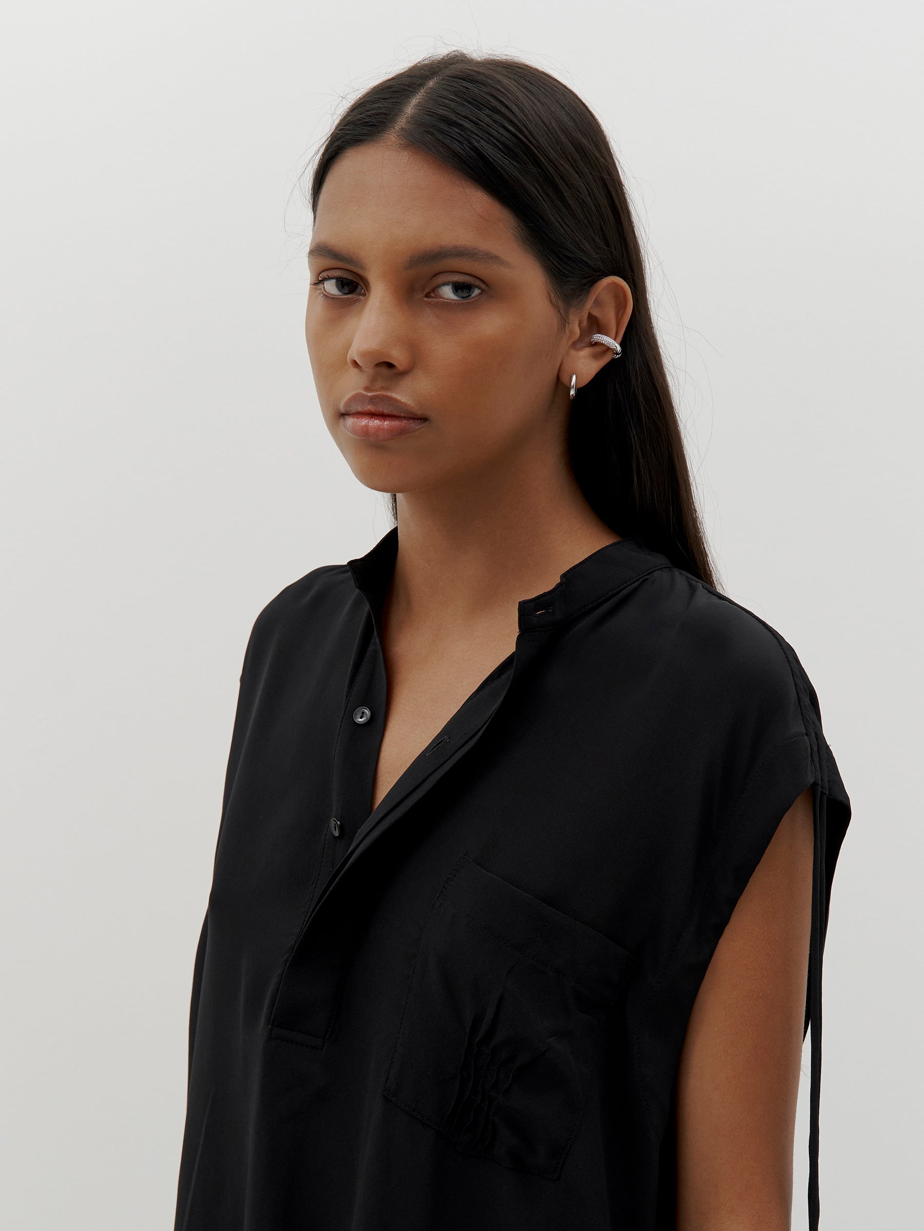 silk tuck detail tank