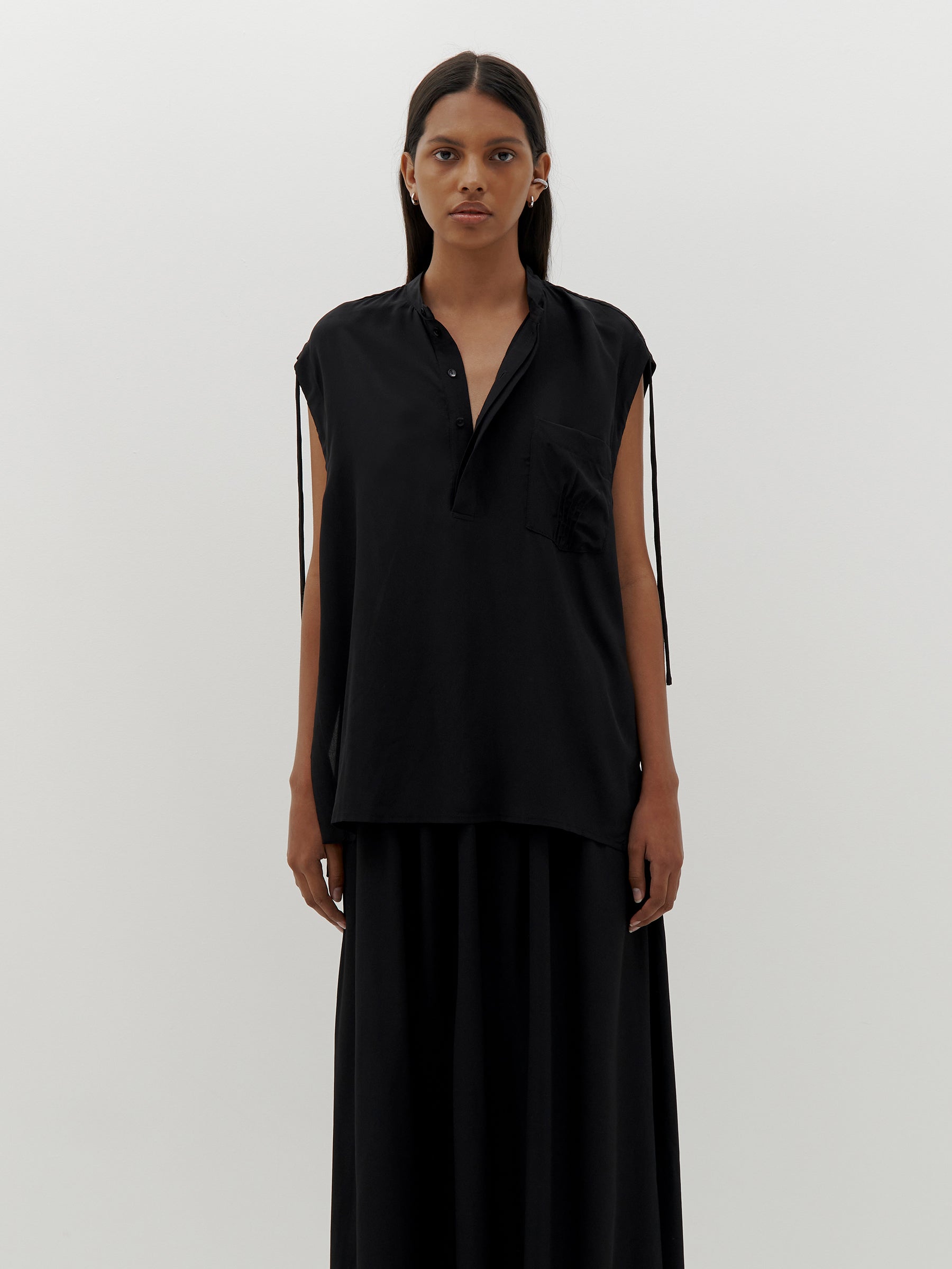 silk tuck detail tank