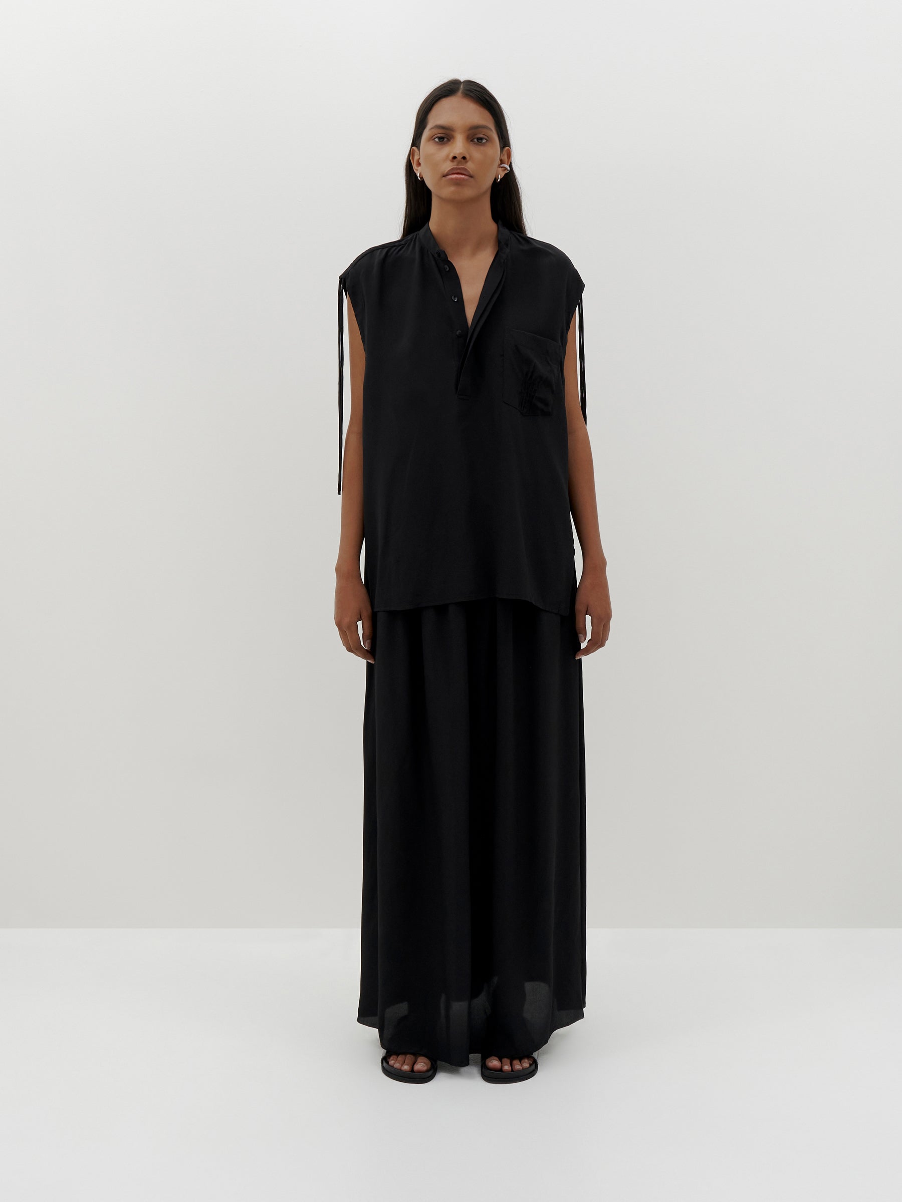 silk tuck detail tank