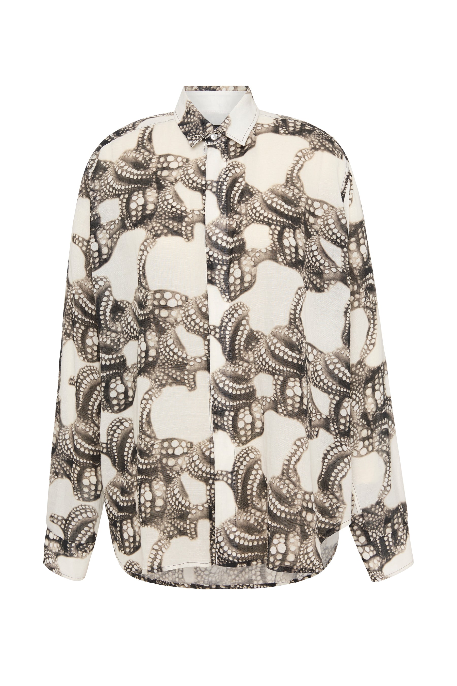 printed cinched waist shirt