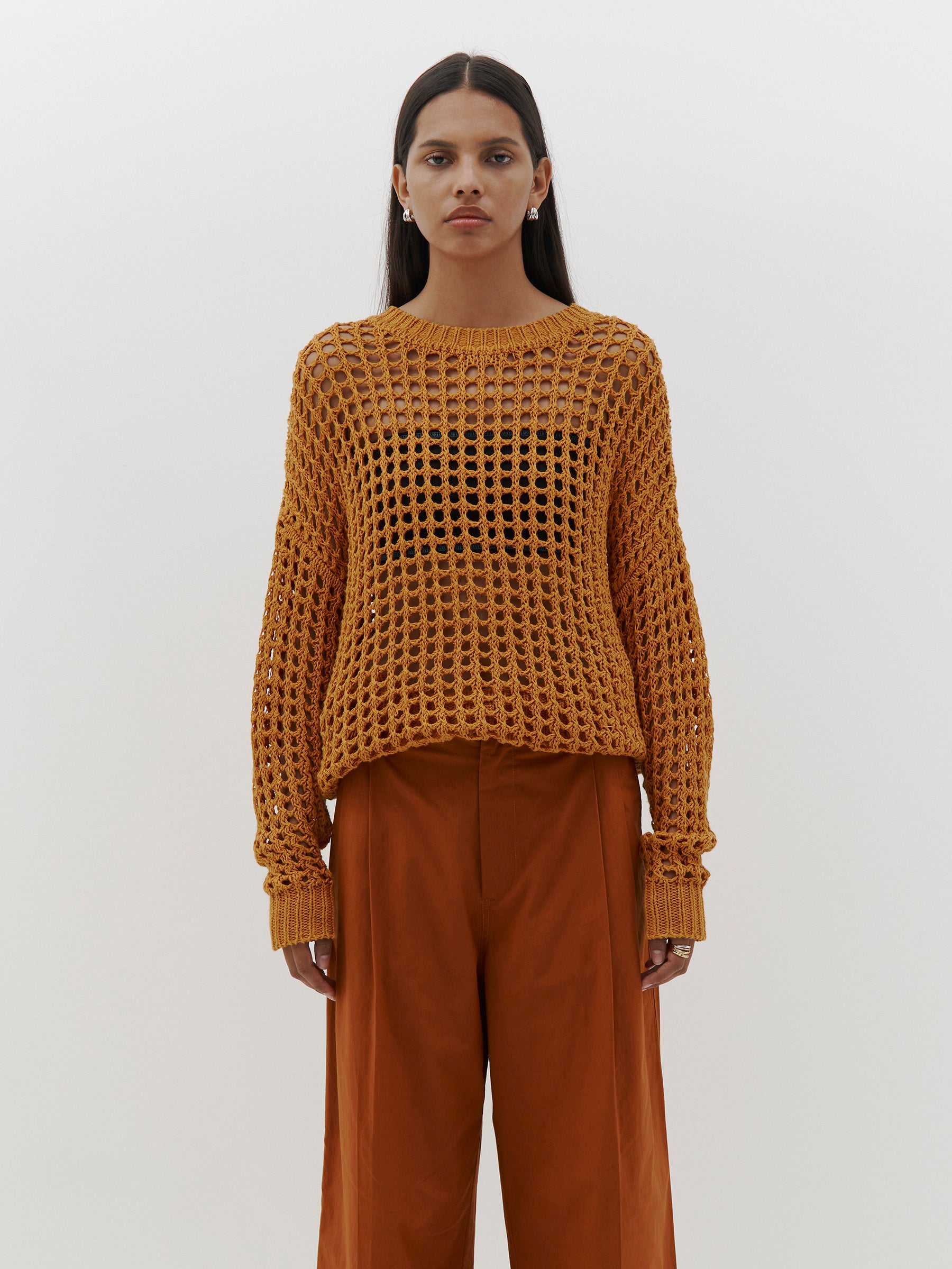 open mesh knit sweat