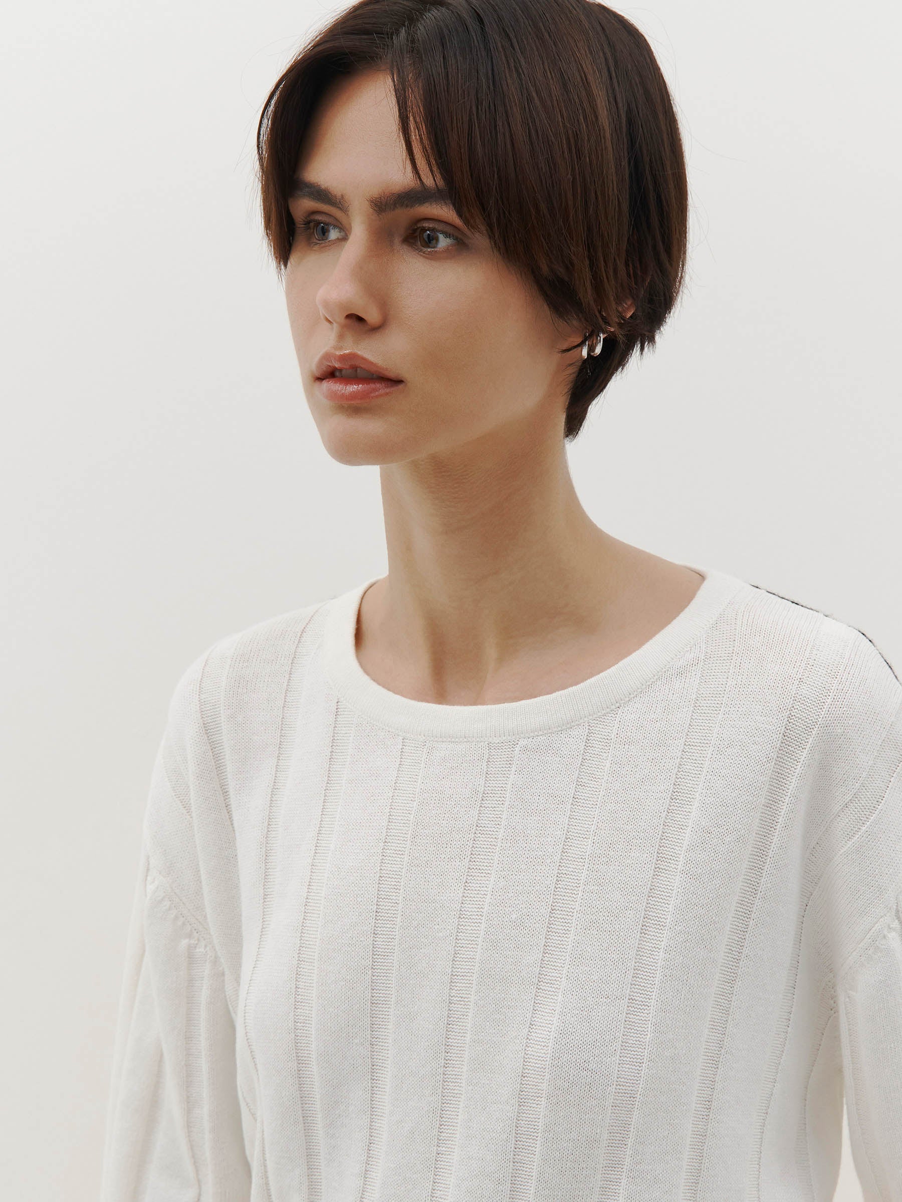 rib detail knit t.shirt