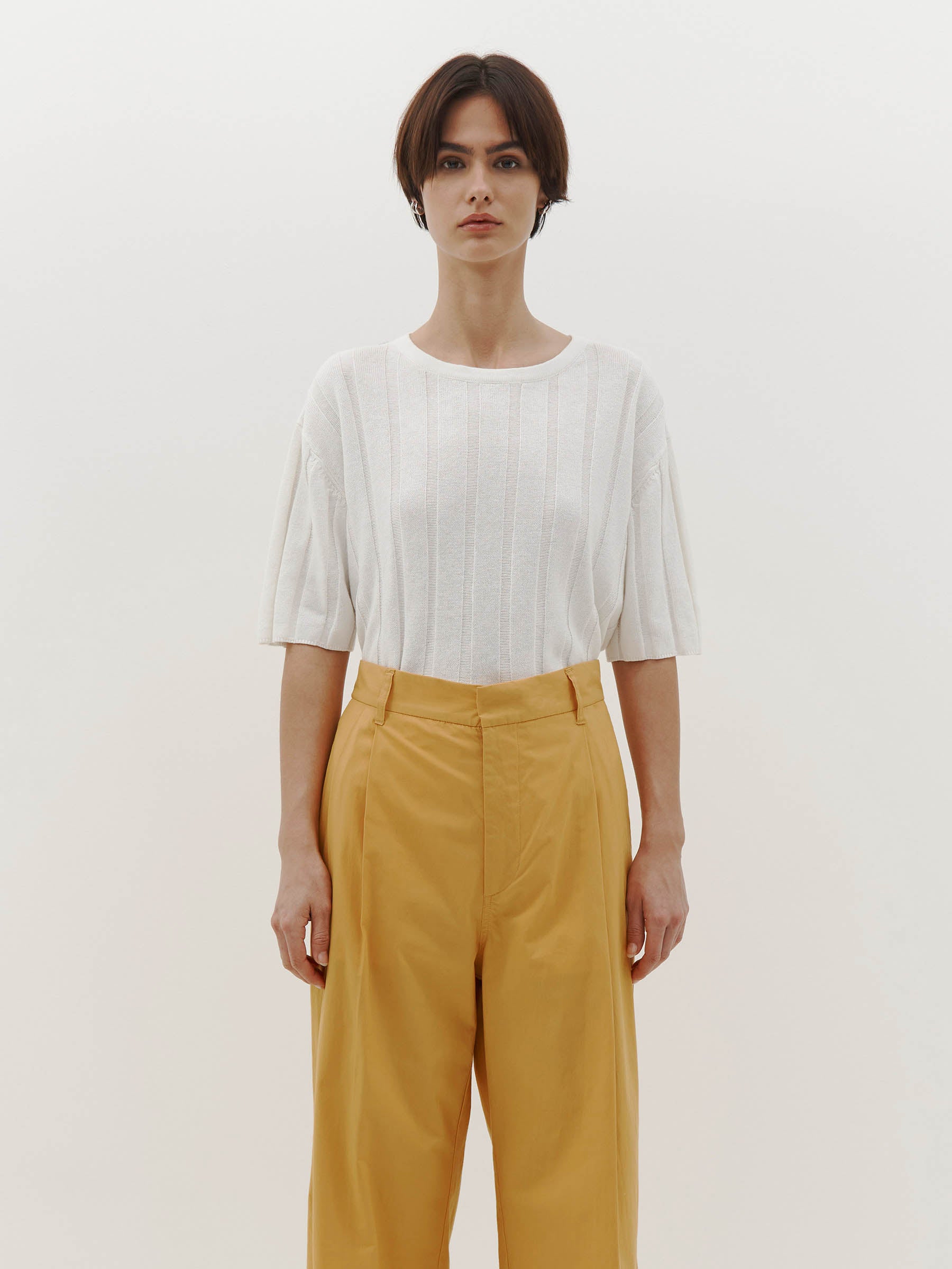 rib detail knit t.shirt