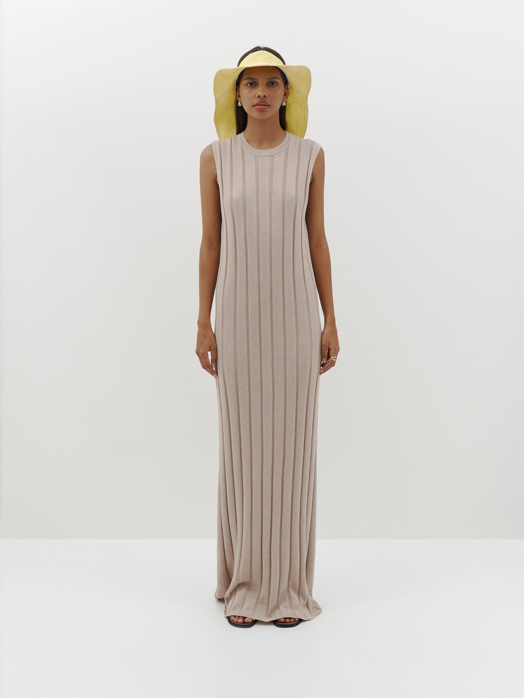 ribbed knit column dress