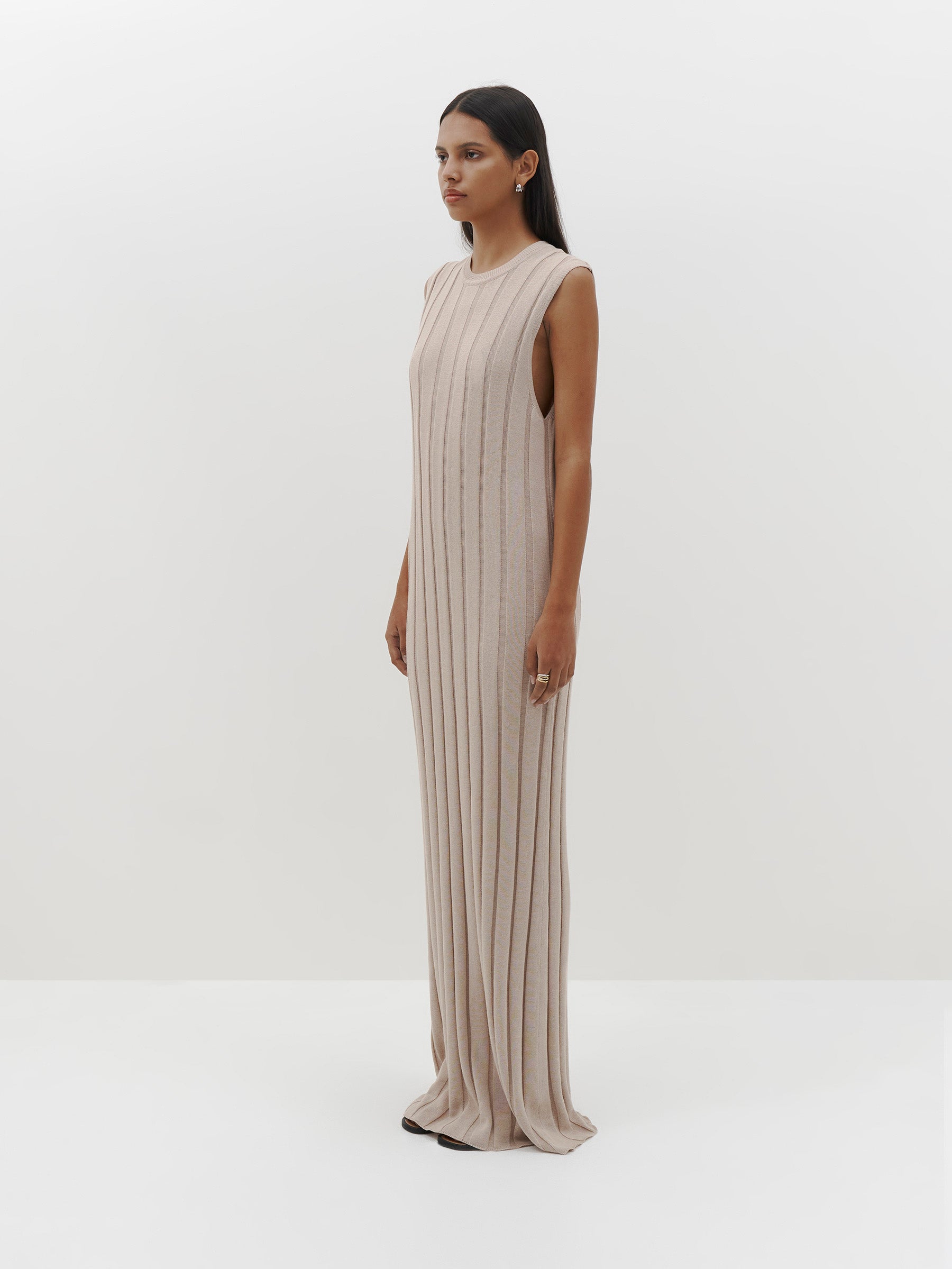 ribbed knit column dress