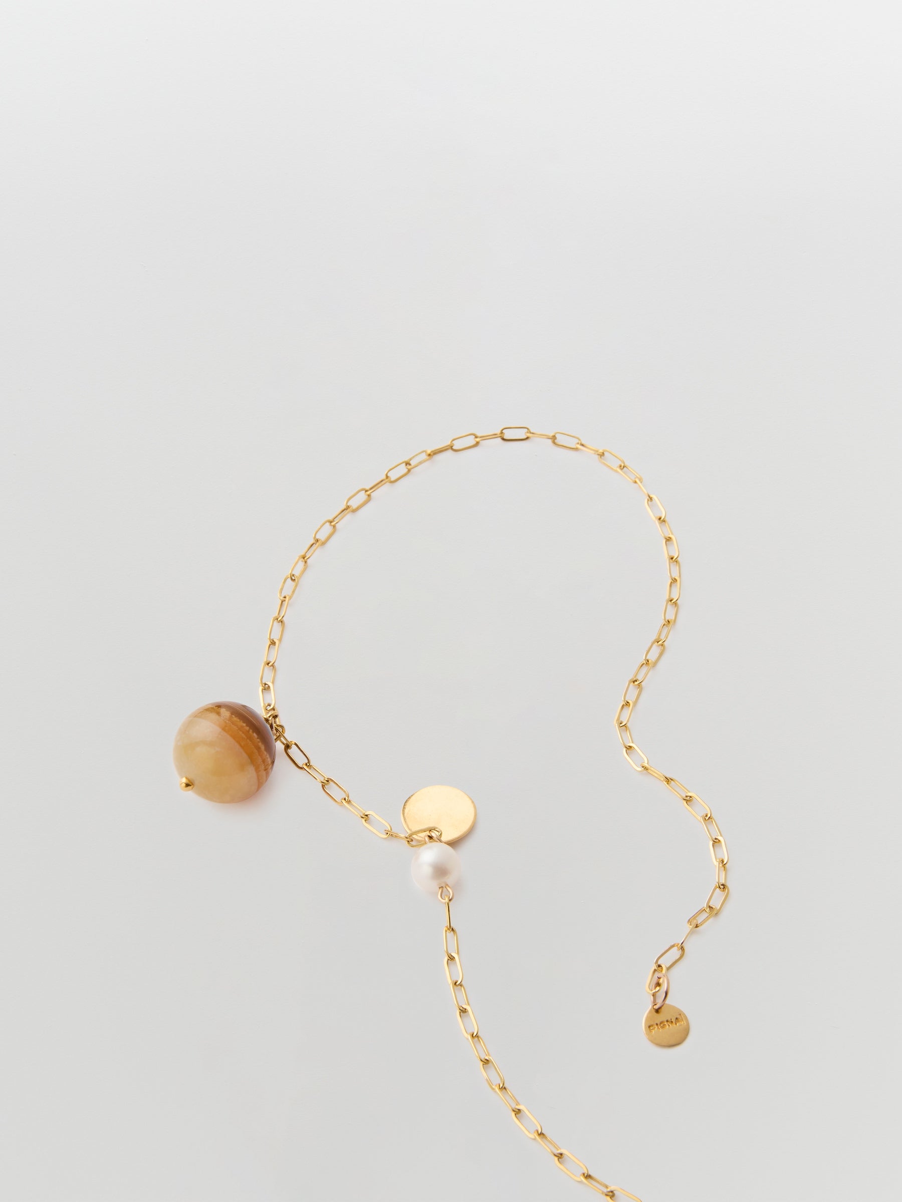 pigna drop pearl agate chain necklace