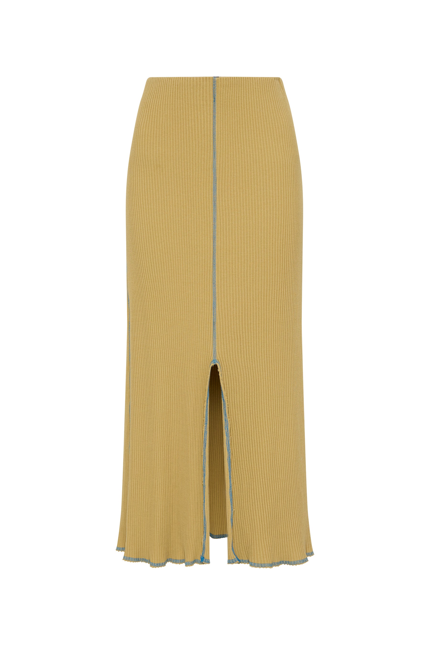 drapey rib split front skirt