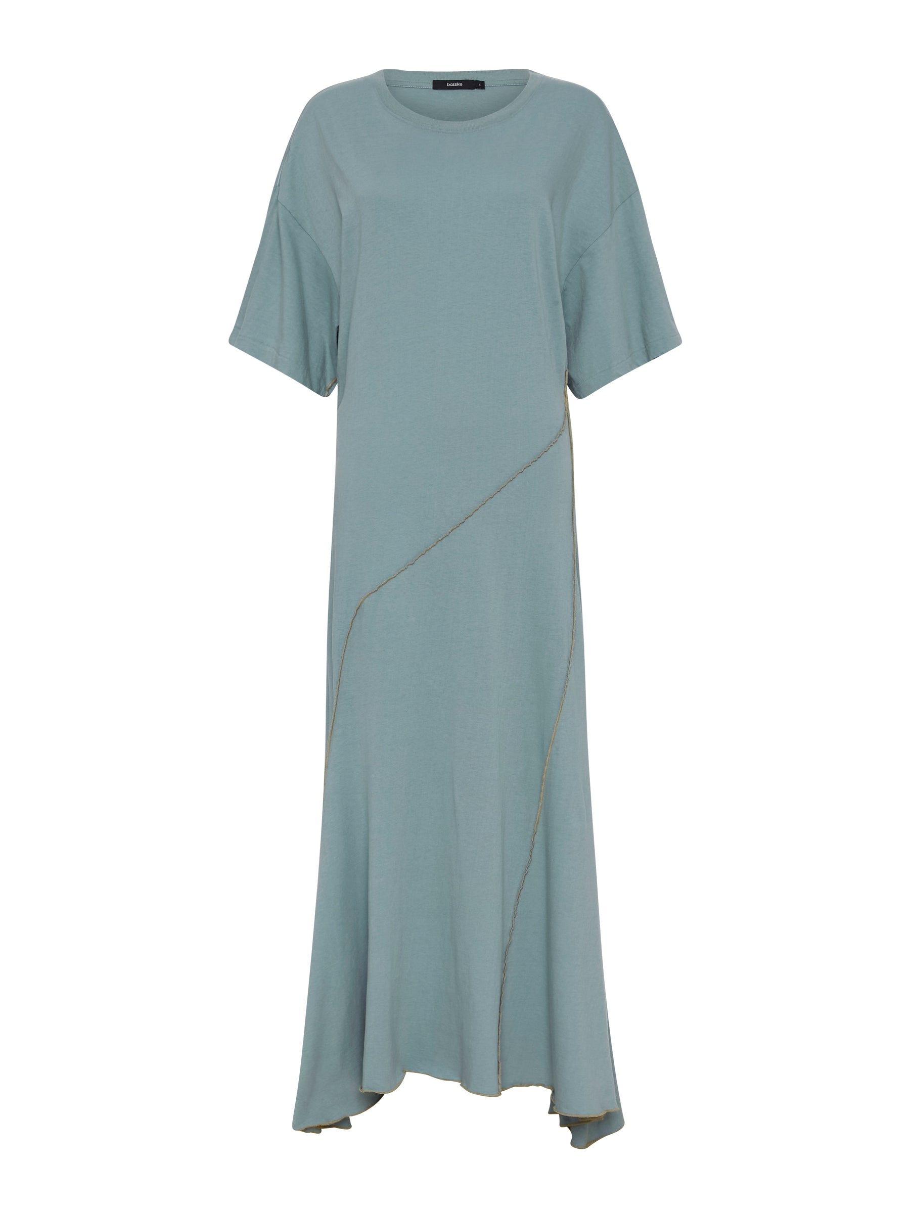 contrast topstitch short sleeve dress