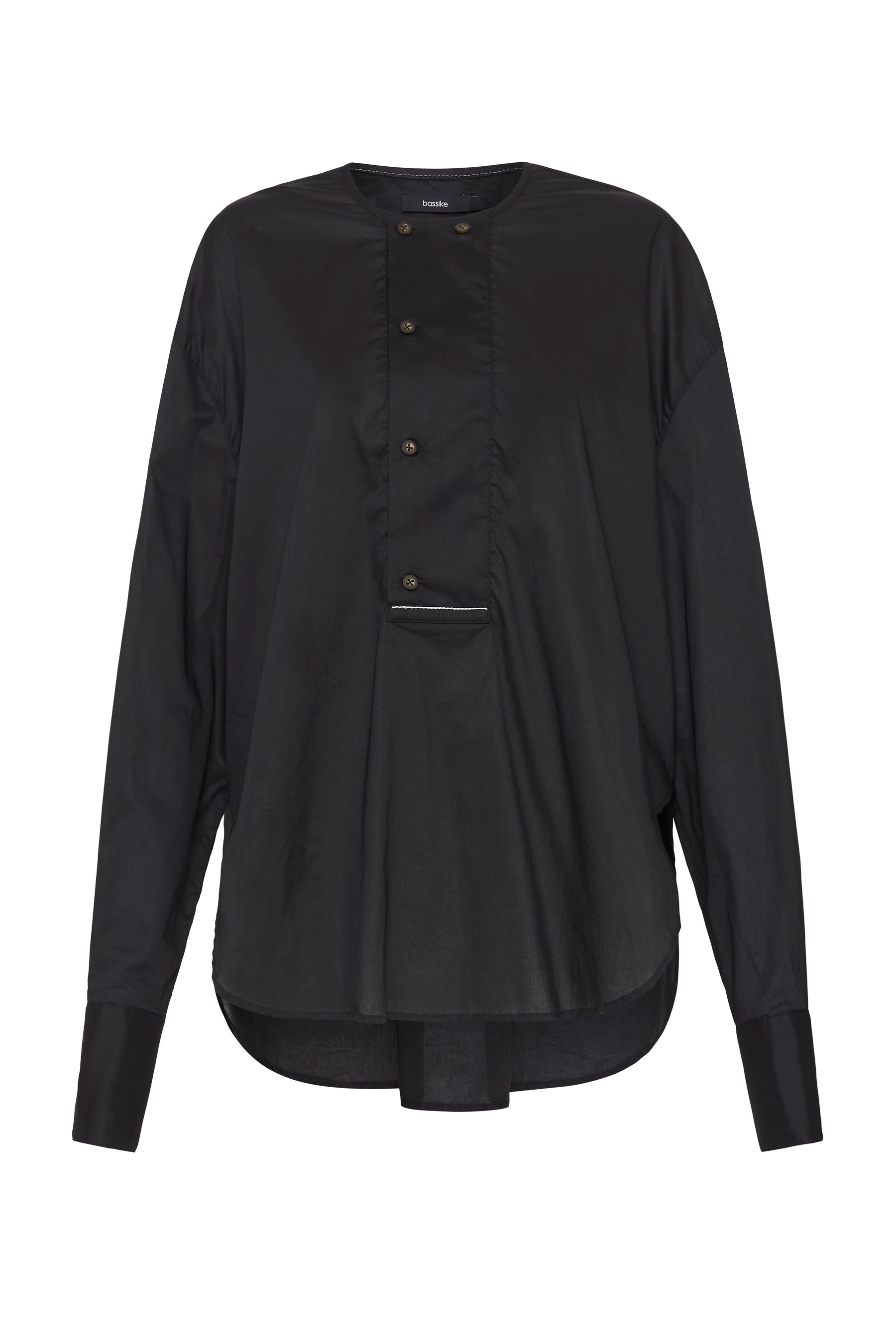 collarless wide placket shirt