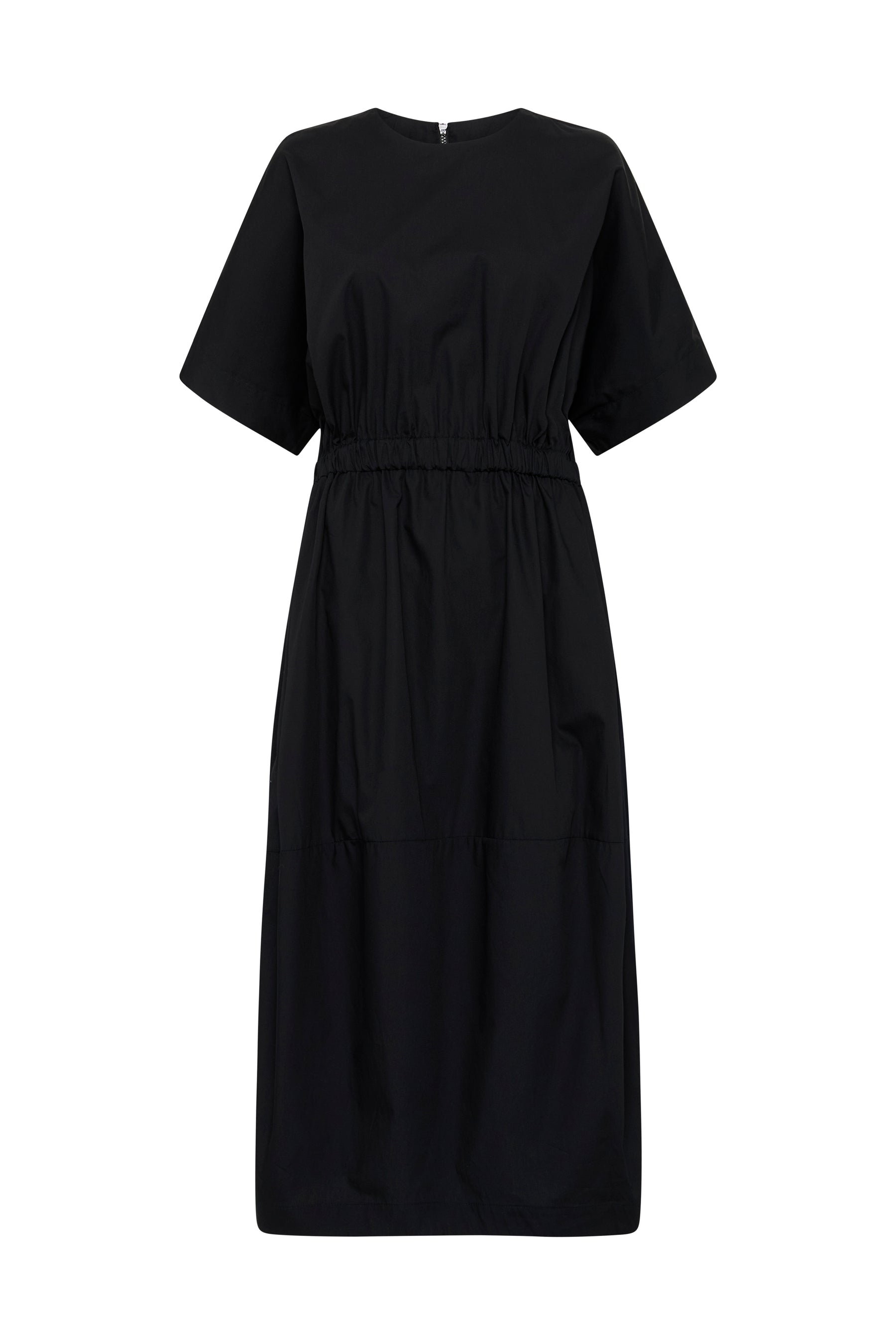 contrast gather balloon dress