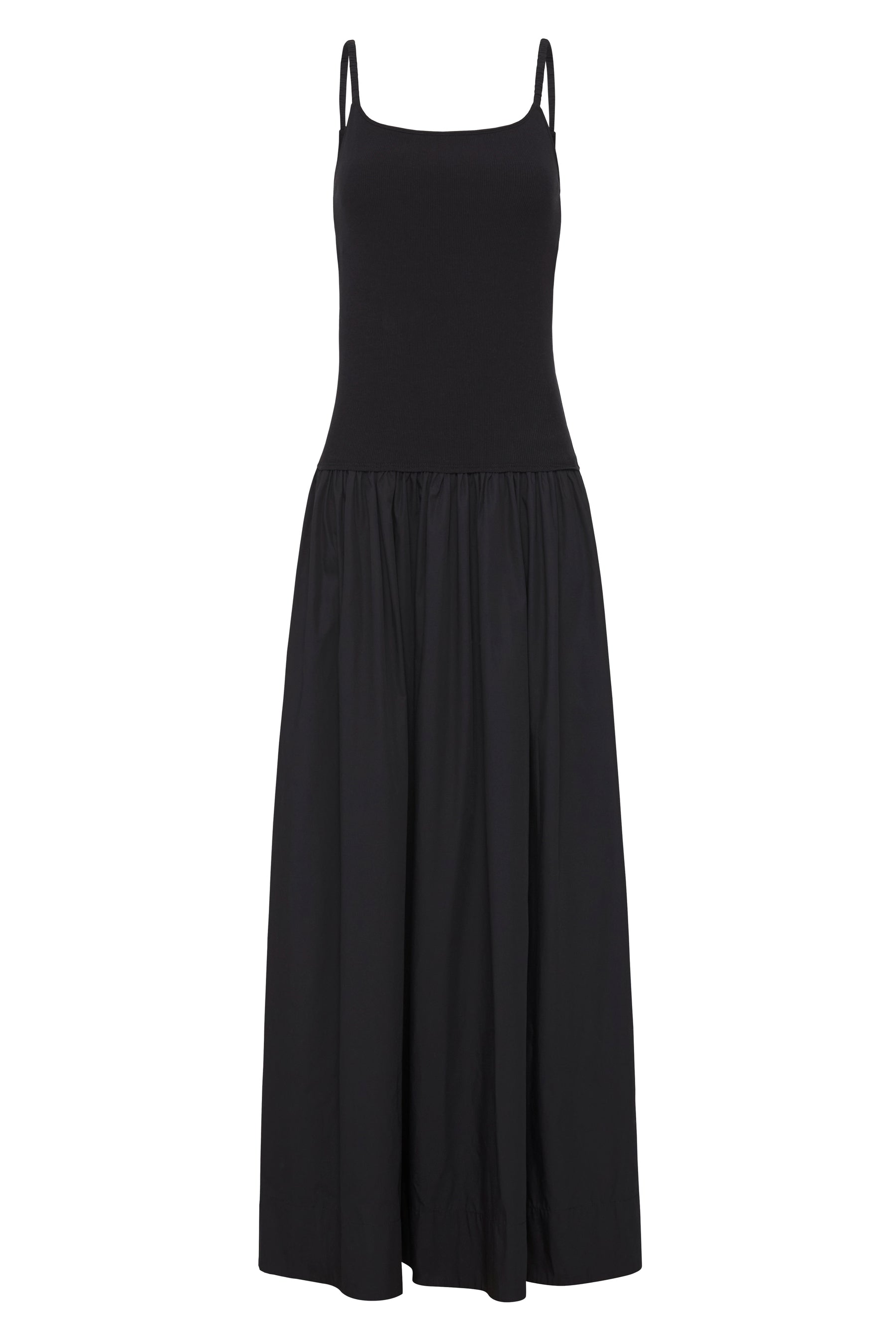 gathered strap contrast tank dress