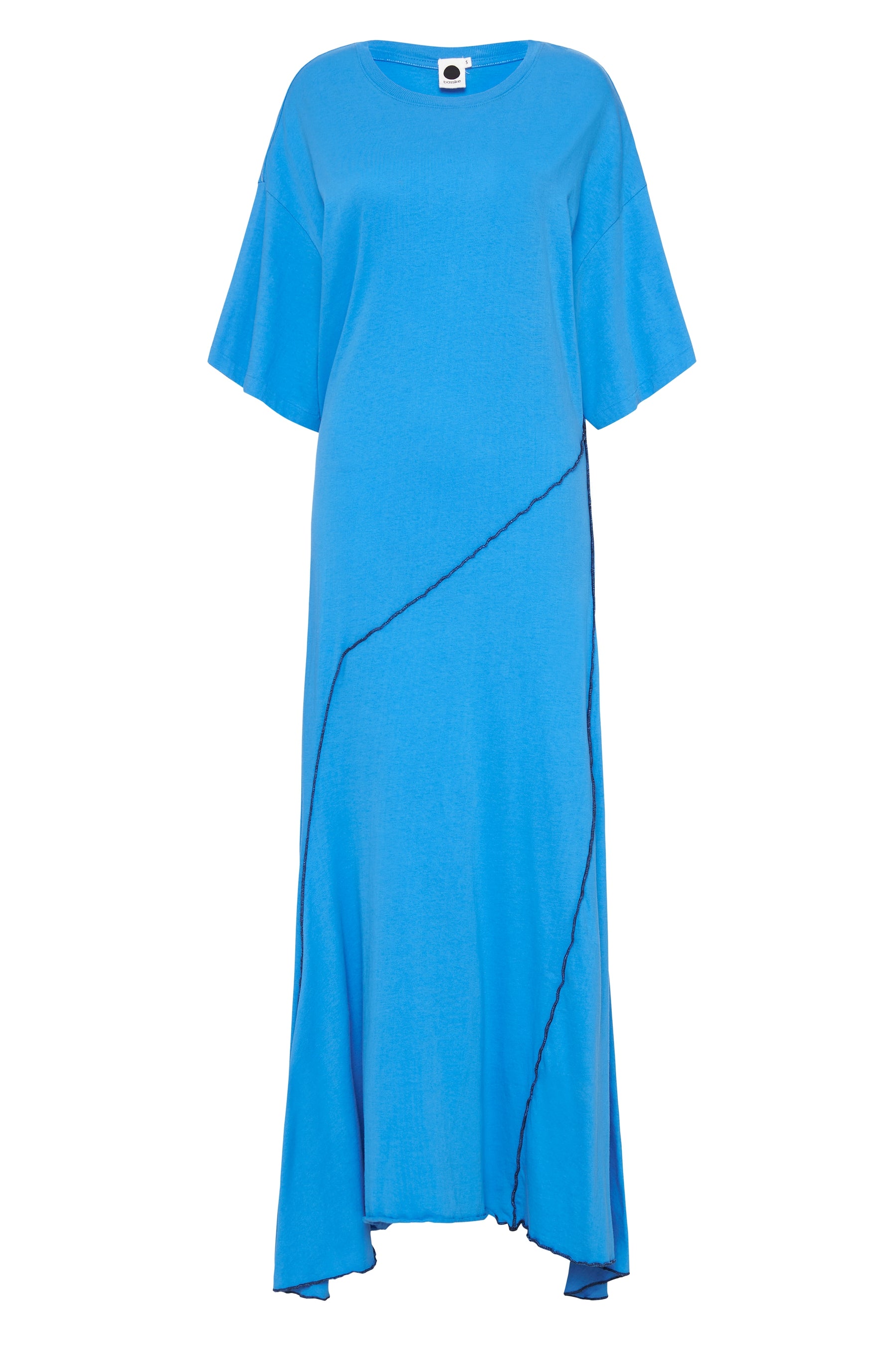 contrast topstitch short sleeve dress